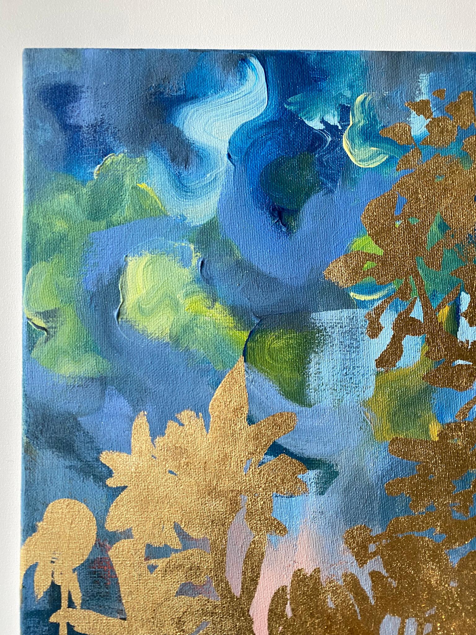 Original-Landscape Memory-British Awarded Artist-Gold Leaf, huile sur toile en vente 1