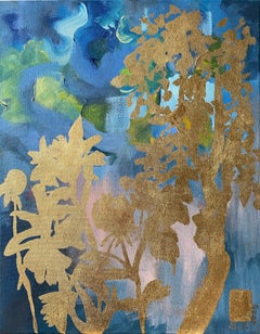 Original-Landscape Memory-British Awarded Artist-Gold Leaf, huile sur toile