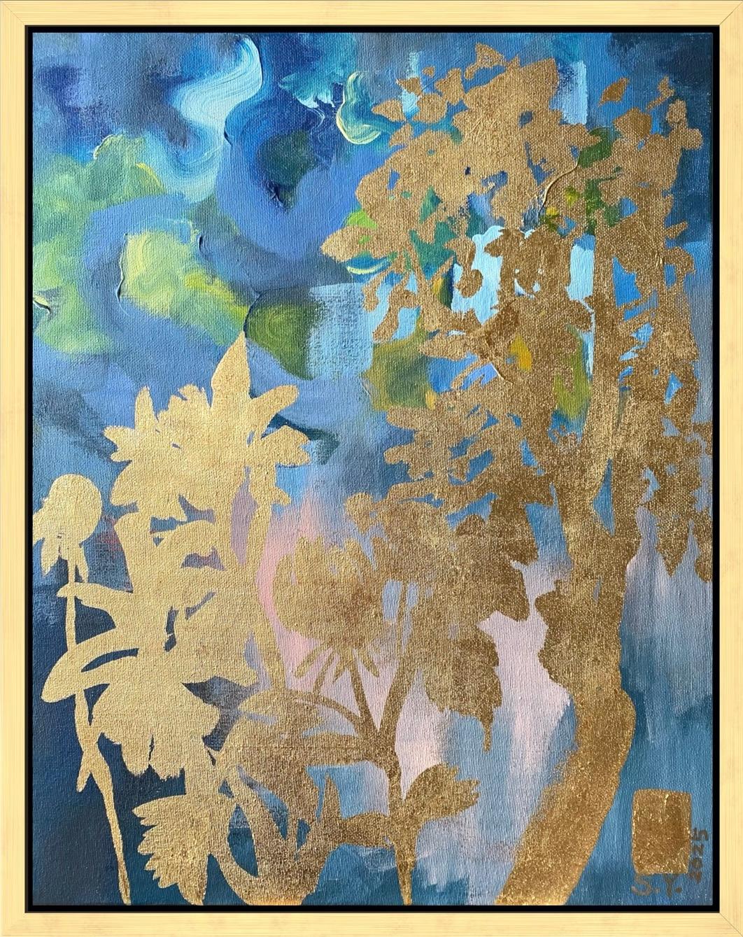 Original-Landscape Memory-British Awarded Artist-Gold Leaf, huile sur toile