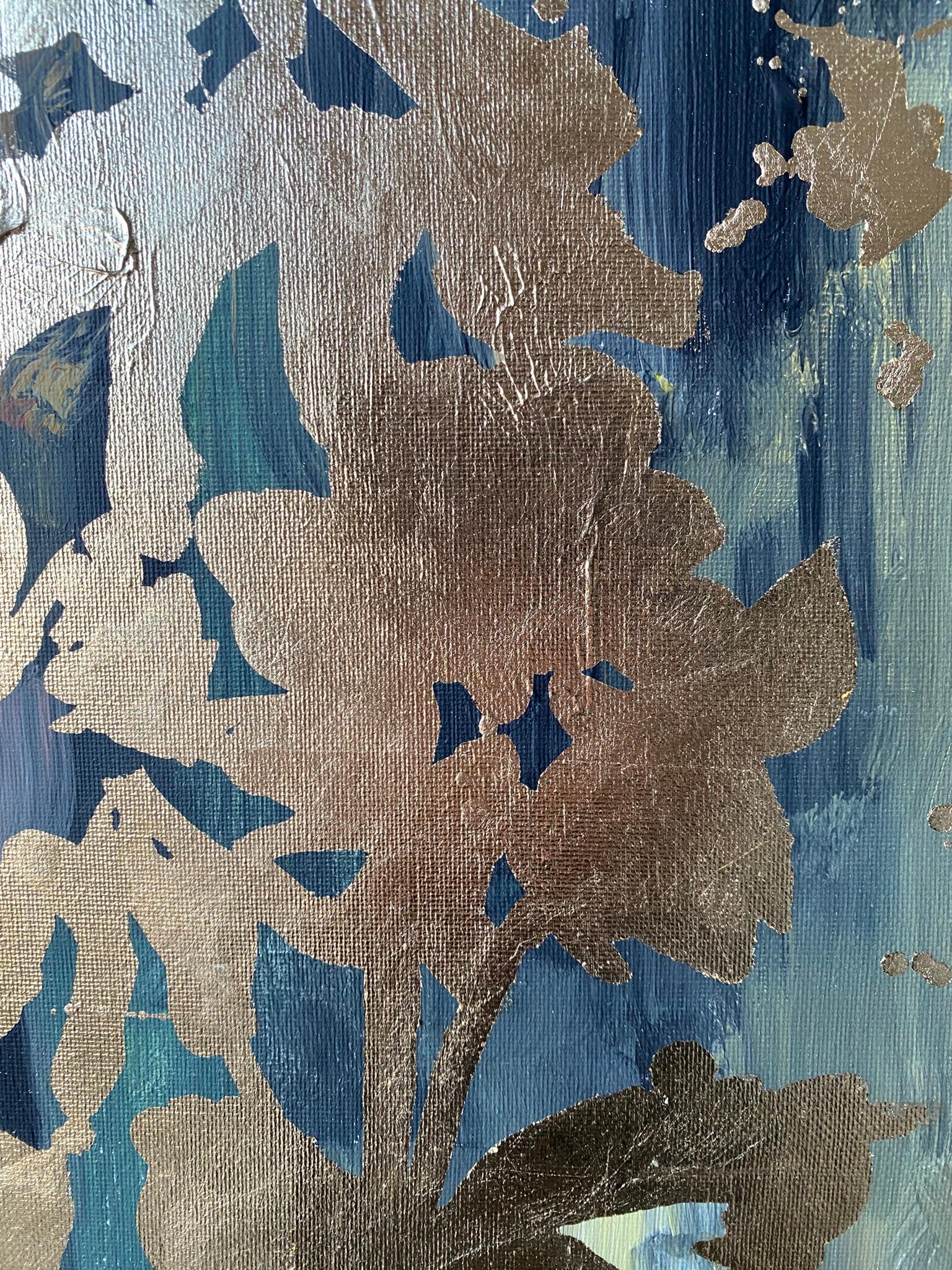 Originale-Paesaggio della memoria-Foglia d'oro, olio su tela-Artista britannico premiato in vendita 6