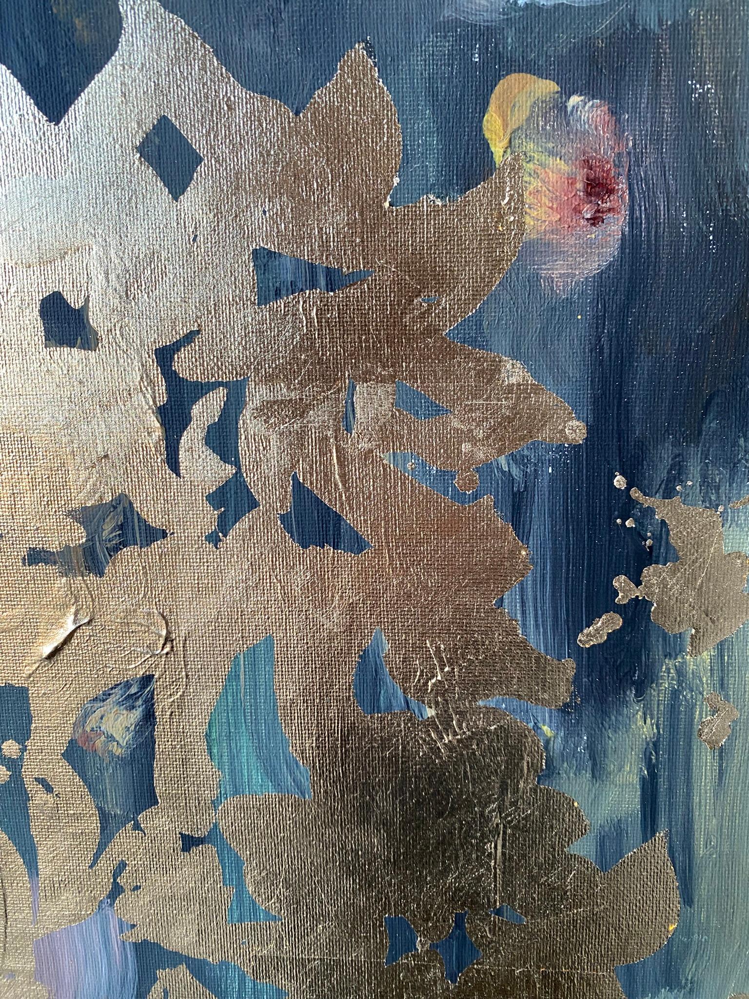 Originale-Paesaggio della memoria-Foglia d'oro, olio su tela-Artista britannico premiato in vendita 8