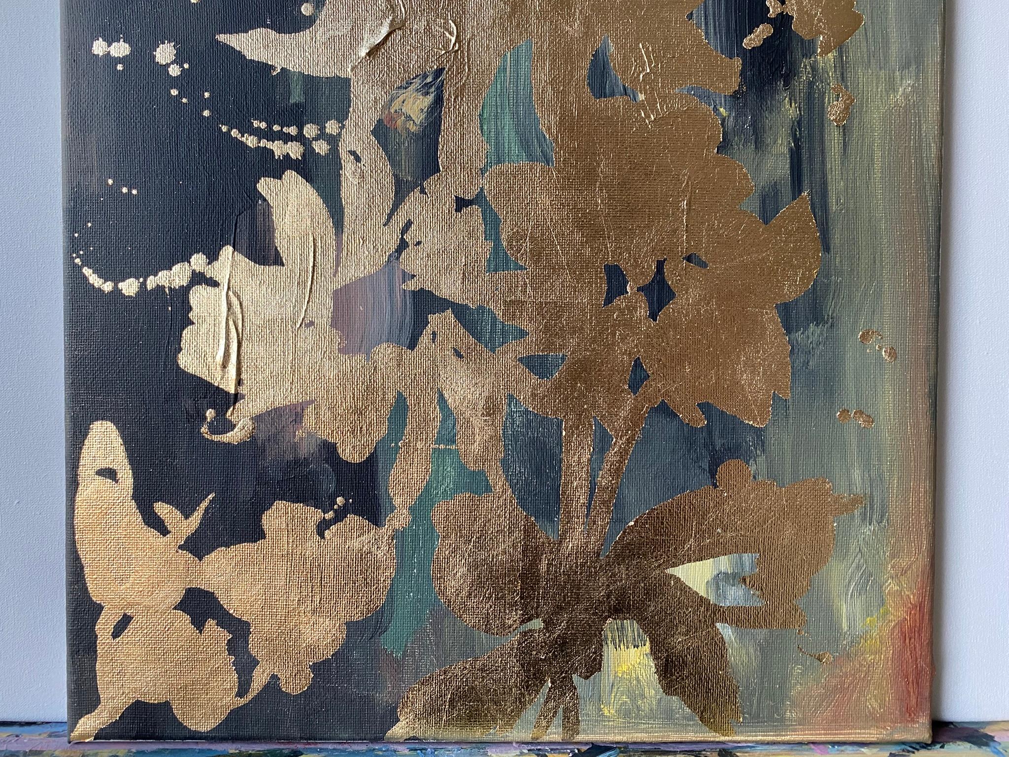 Originale-Paesaggio della memoria-Foglia d'oro, olio su tela-Artista britannico premiato in vendita 10