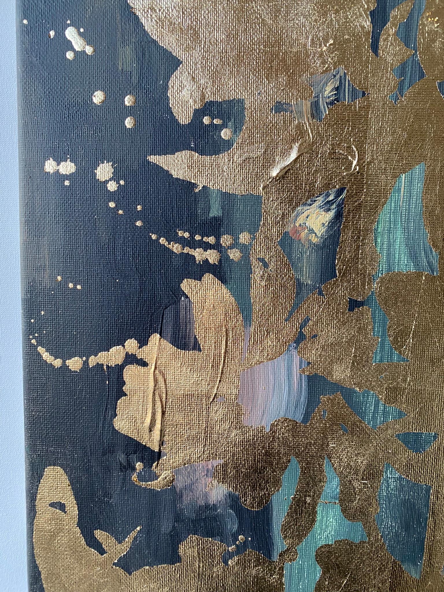 Originale-Paesaggio della memoria-Foglia d'oro, olio su tela-Artista britannico premiato in vendita 1