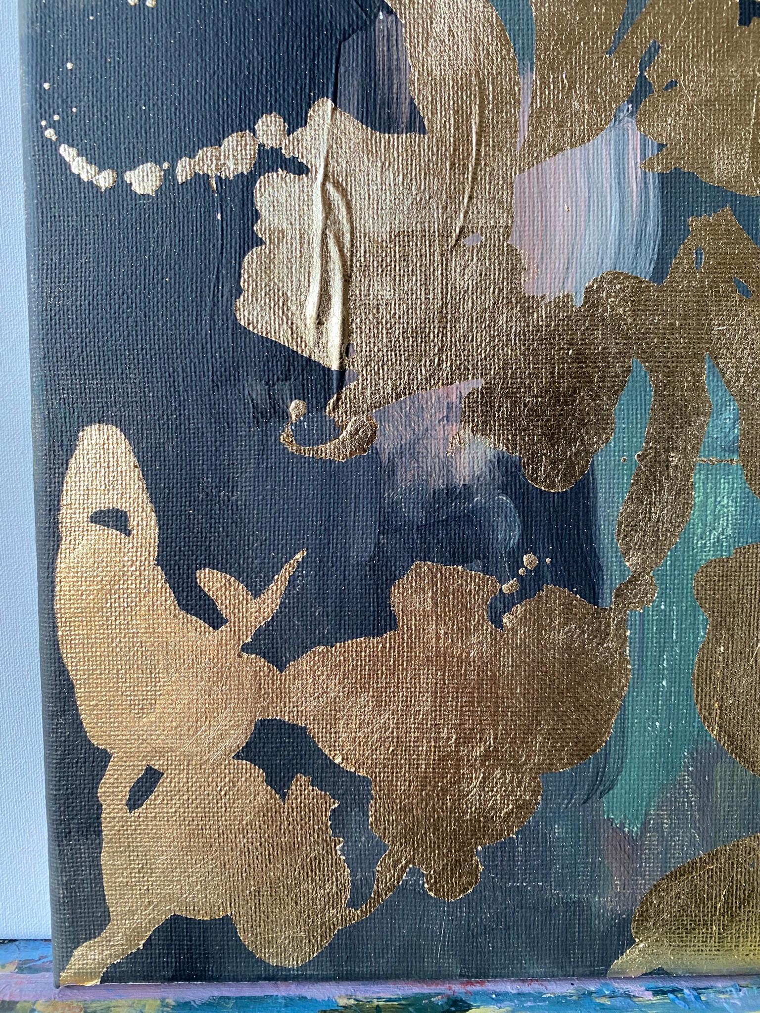 Originale-Paesaggio della memoria-Foglia d'oro, olio su tela-Artista britannico premiato in vendita 2