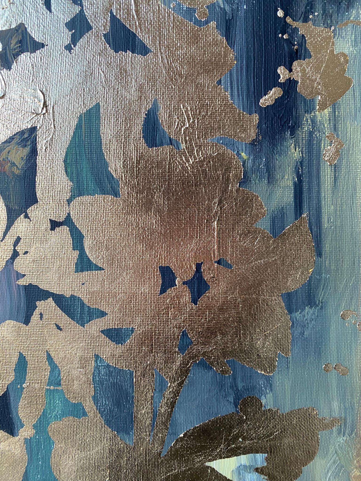 Originale-Paesaggio della memoria-Foglia d'oro, olio su tela-Artista britannico premiato in vendita 5