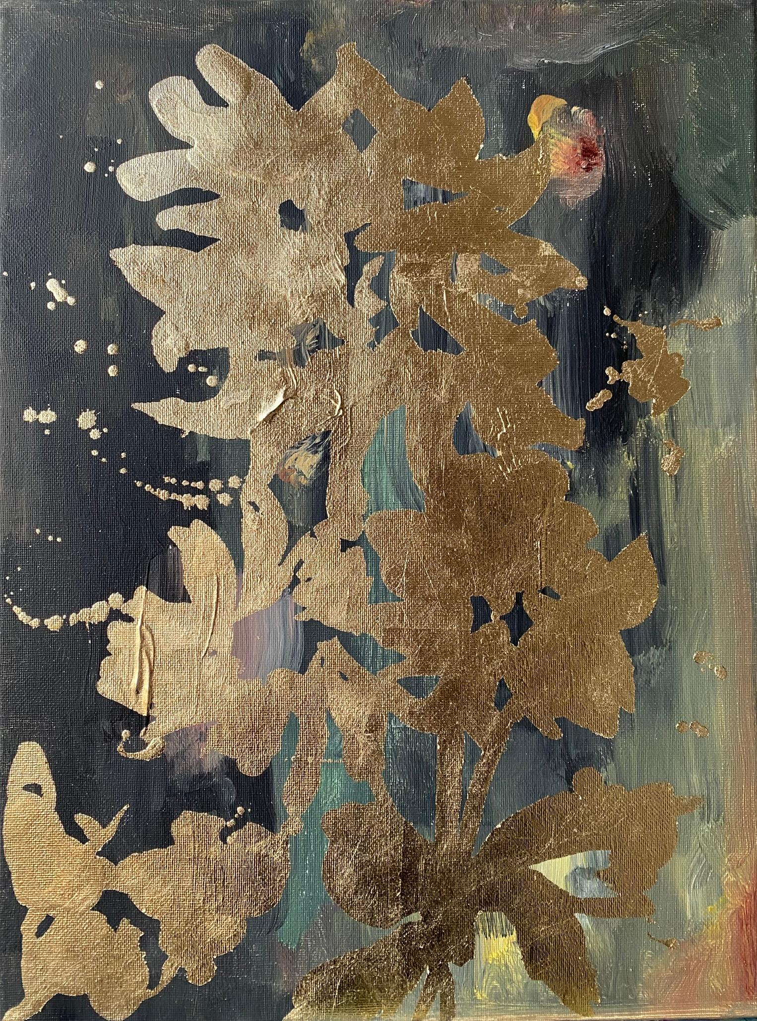 Originale-Paesaggio della memoria-Foglia d'oro, olio su tela-Artista britannico premiato