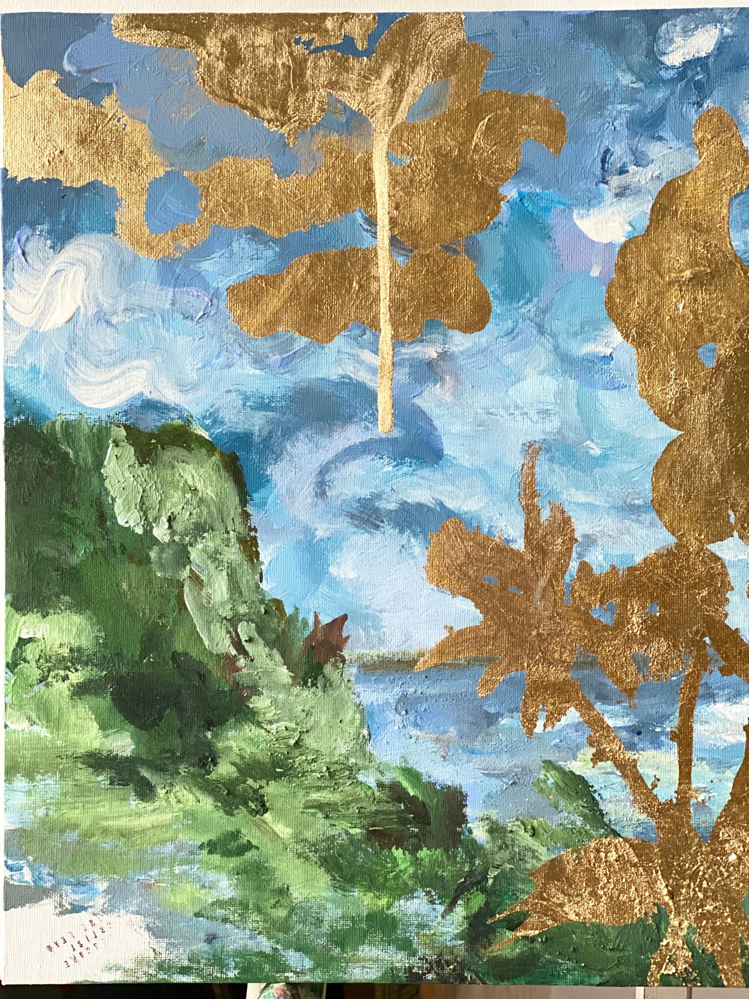 Original-Landscape Memory-Large Seascape-British Awarded Artist-Gold Leaf, Oil For Sale 13