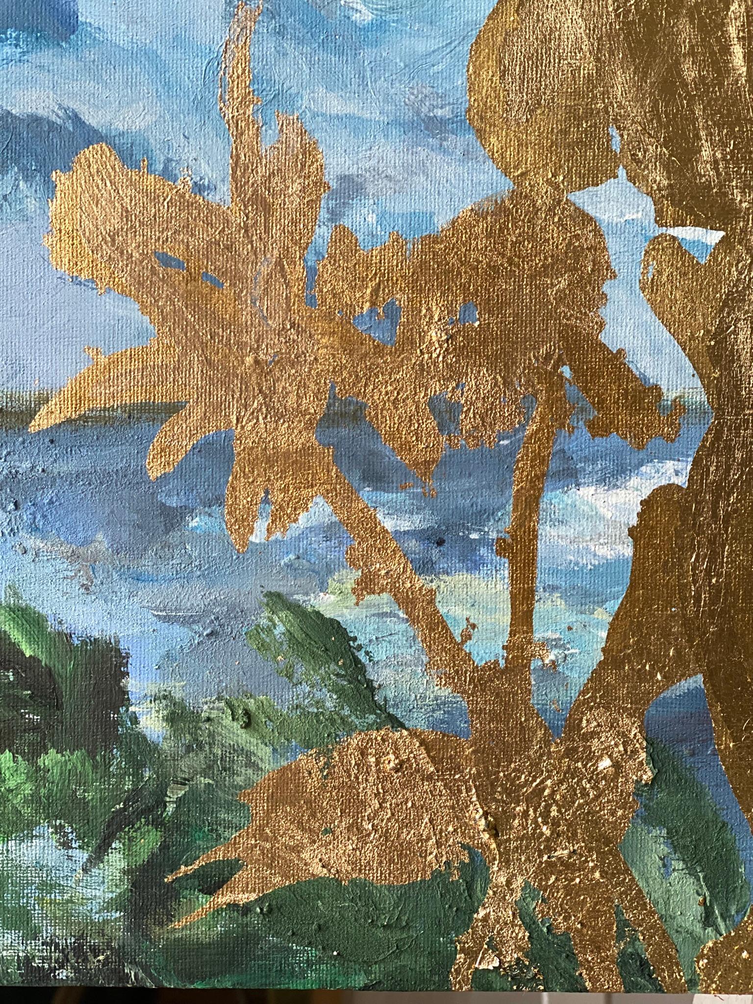 Original-Landscape Memory-Large Seascape-British Awarded Artist-Gold Leaf, Oil For Sale 14