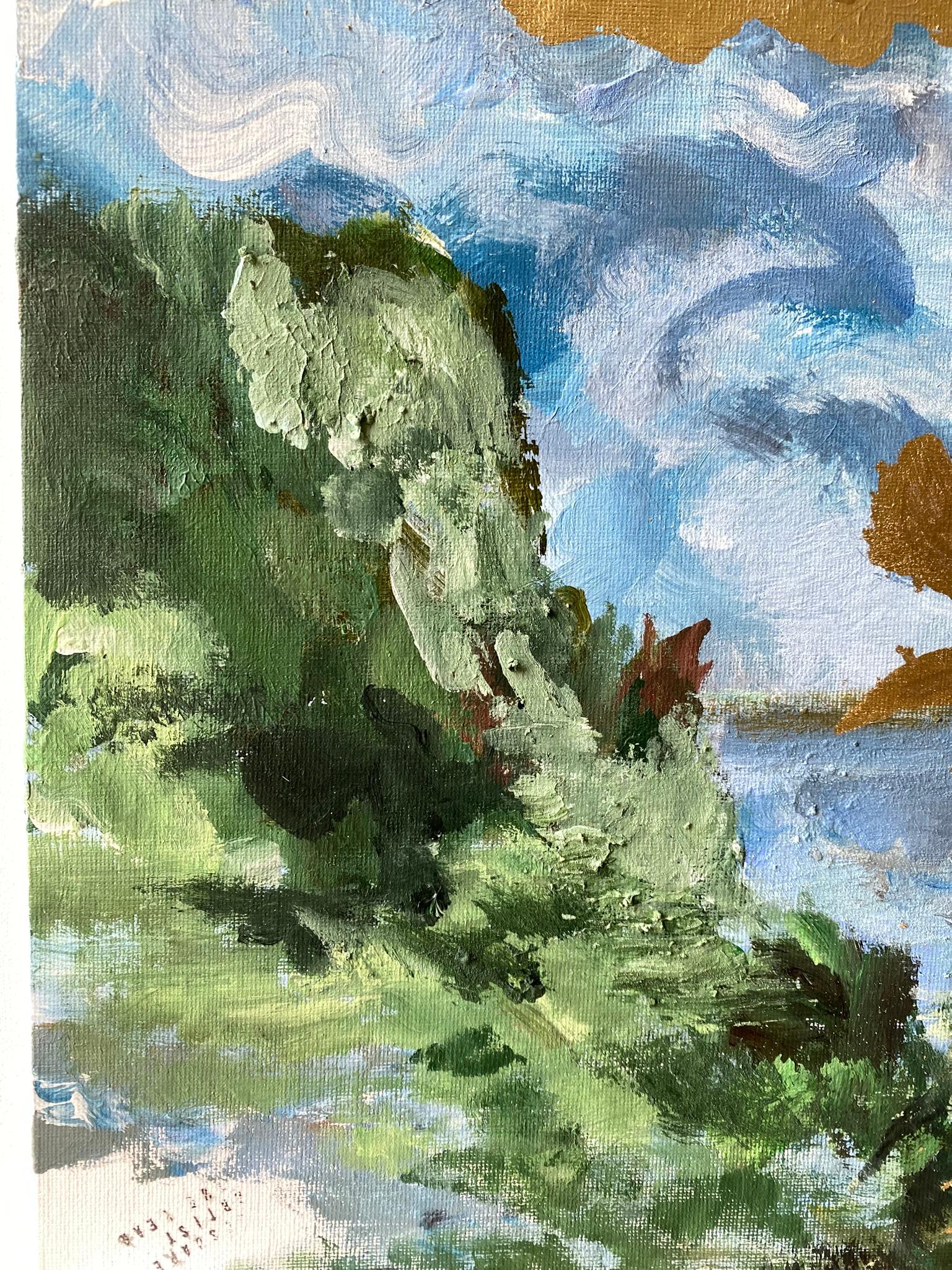 Original-Landscape Memory-Large Seascape-British Awarded Artist-Gold Leaf, Oil For Sale 4
