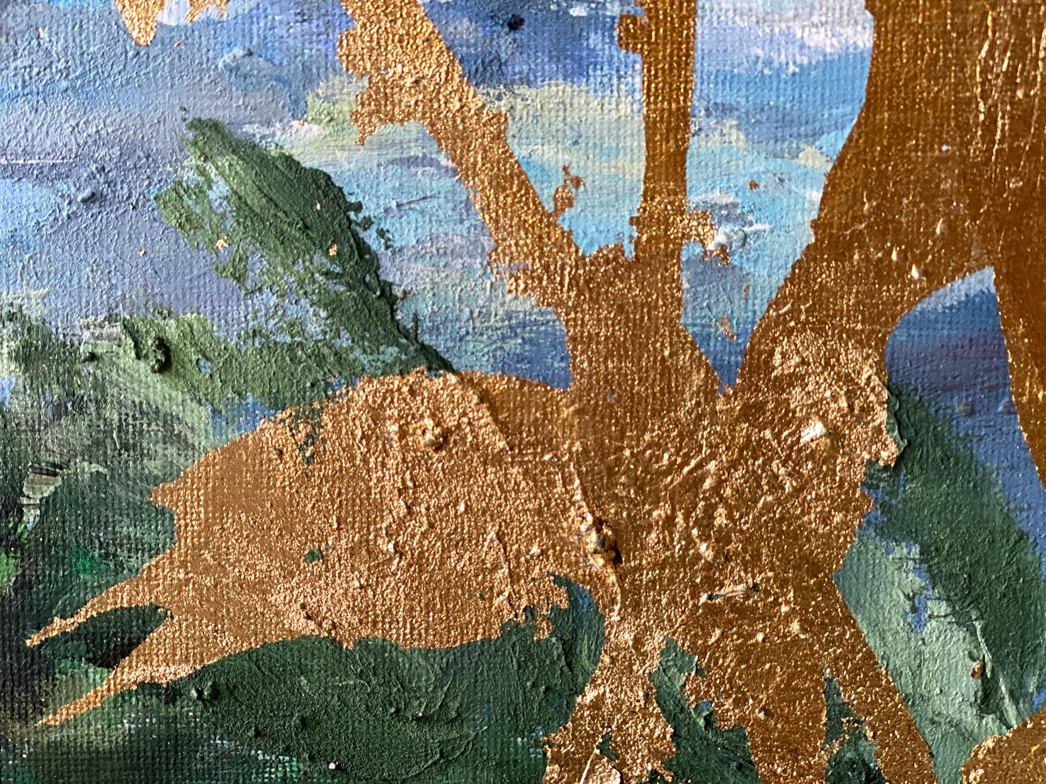 Original-Landscape Memory-Large Seascape-British Awarded Artist-Gold Leaf, Oil For Sale 5