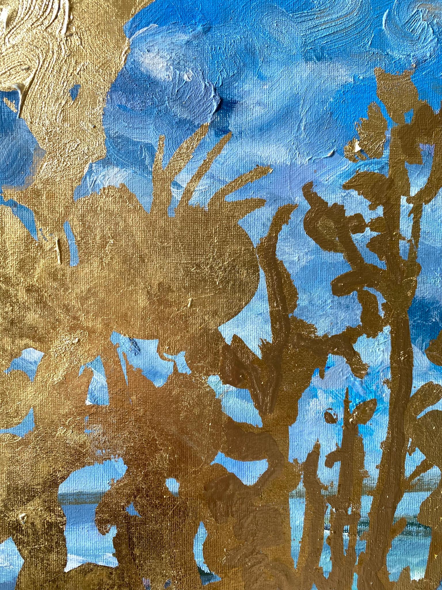 Original-Landscape Memory-Large Seascape-British Awarded Artist-Gold Leaf, Oil For Sale 6