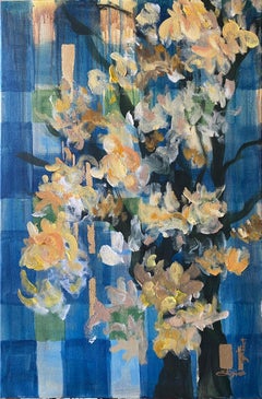 Original-Large-Magnolias-Weaver Series-Feat. Scottish Tartan-UK, ausgezeichneter Künstler