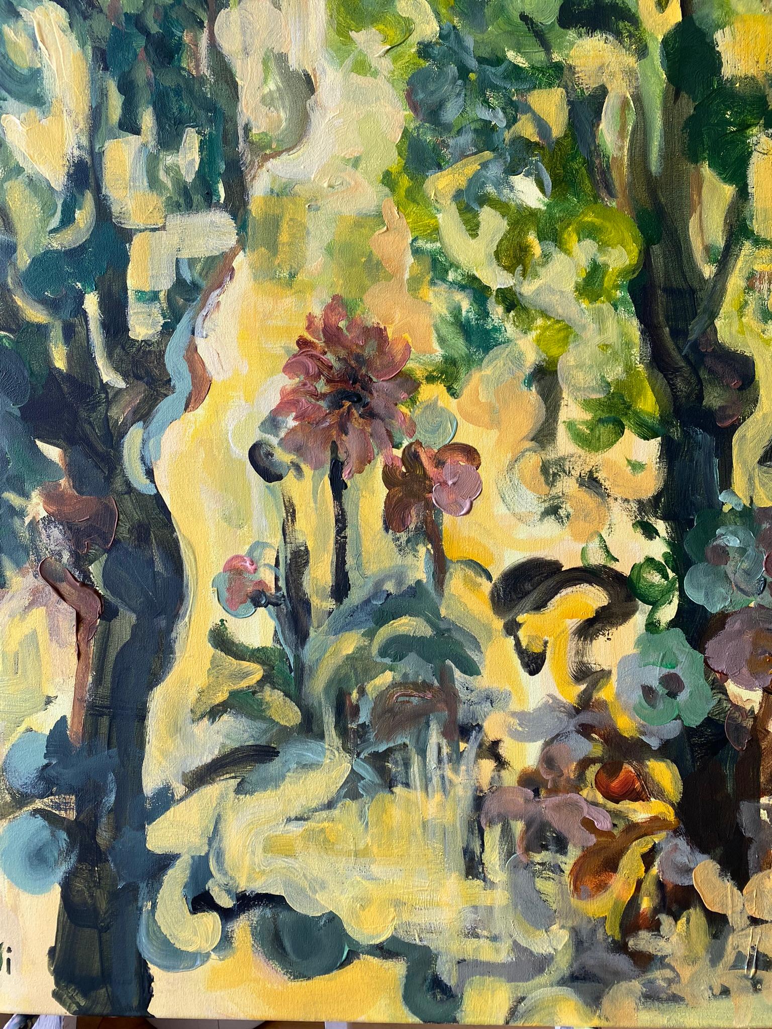 Olio originale di grandi dimensioni-130 YR Tigli in giallo-Artista britannico premiato-Espressione in vendita 13