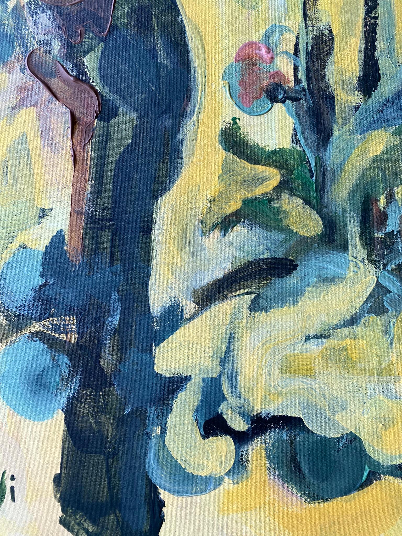 Olio originale di grandi dimensioni-130 YR Tigli in giallo-Artista britannico premiato-Espressione in vendita 4