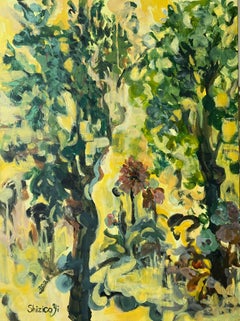 Original Large Oil-130 YR Lime Trees in Yellow-British Awarded Artist-Expression