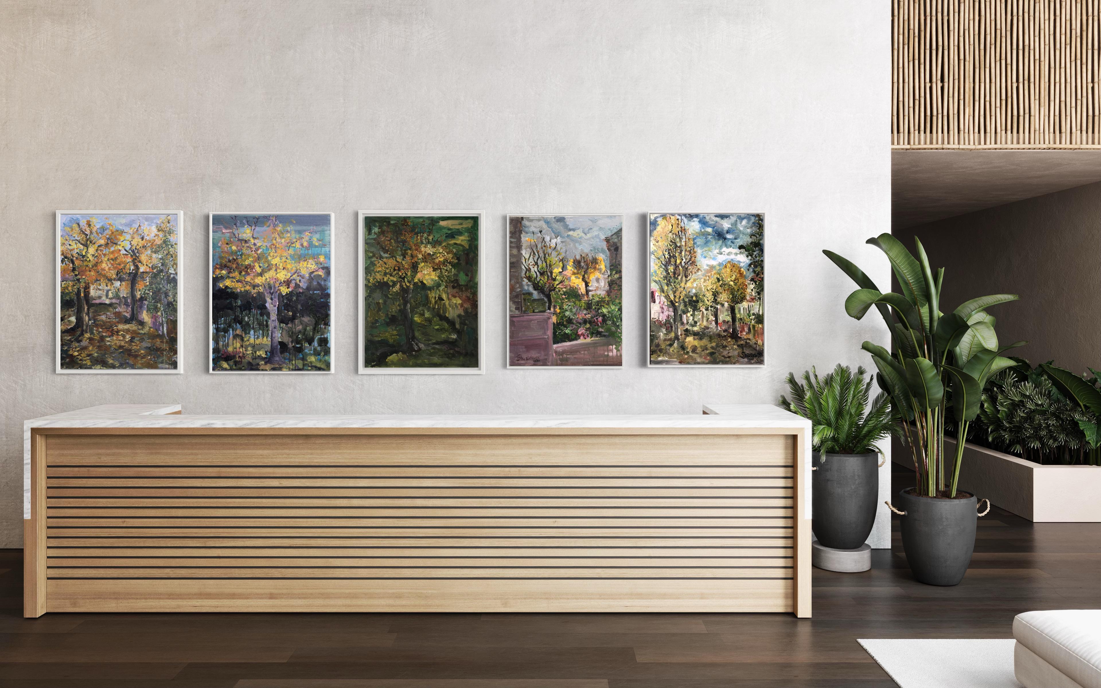 Óleo original de gran tamaño-Otoño en Londres IV-Enmarcado-plein air-Artista británico galardonado en venta 12