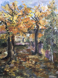 Olio originale di grandi dimensioni-Autunno a Londra IV-Framed-plein air-Artista britannico premiato