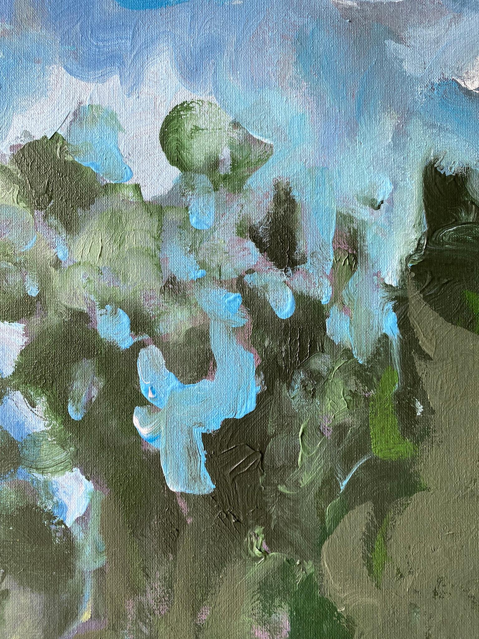 Óleo grande original-Artista británico galardonado-Jardinero constante-Hoja de oro en venta 5
