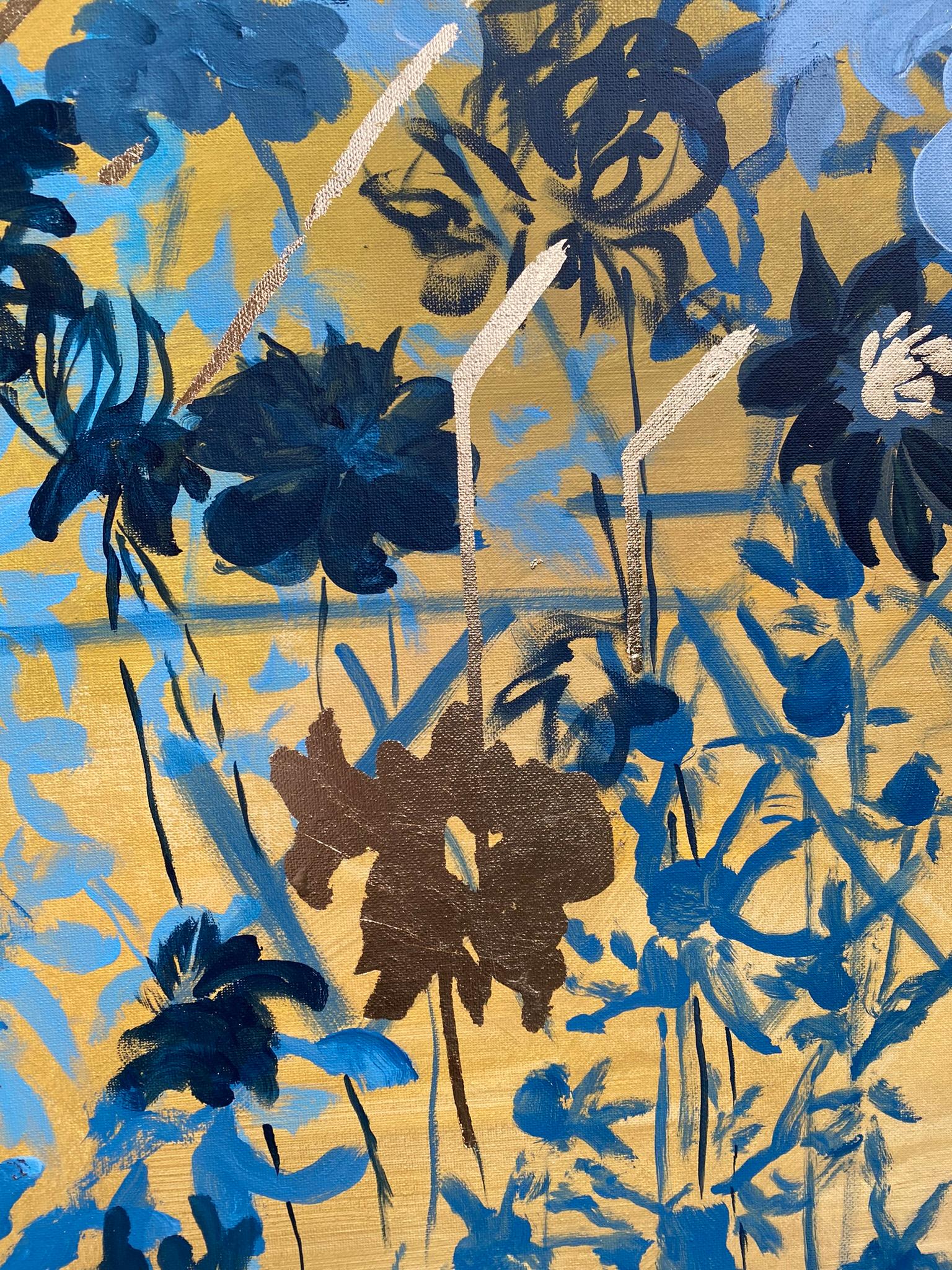 Original Large Oil painting-Constant Gardener, a portrait-Gold leaf-UK Artist 11