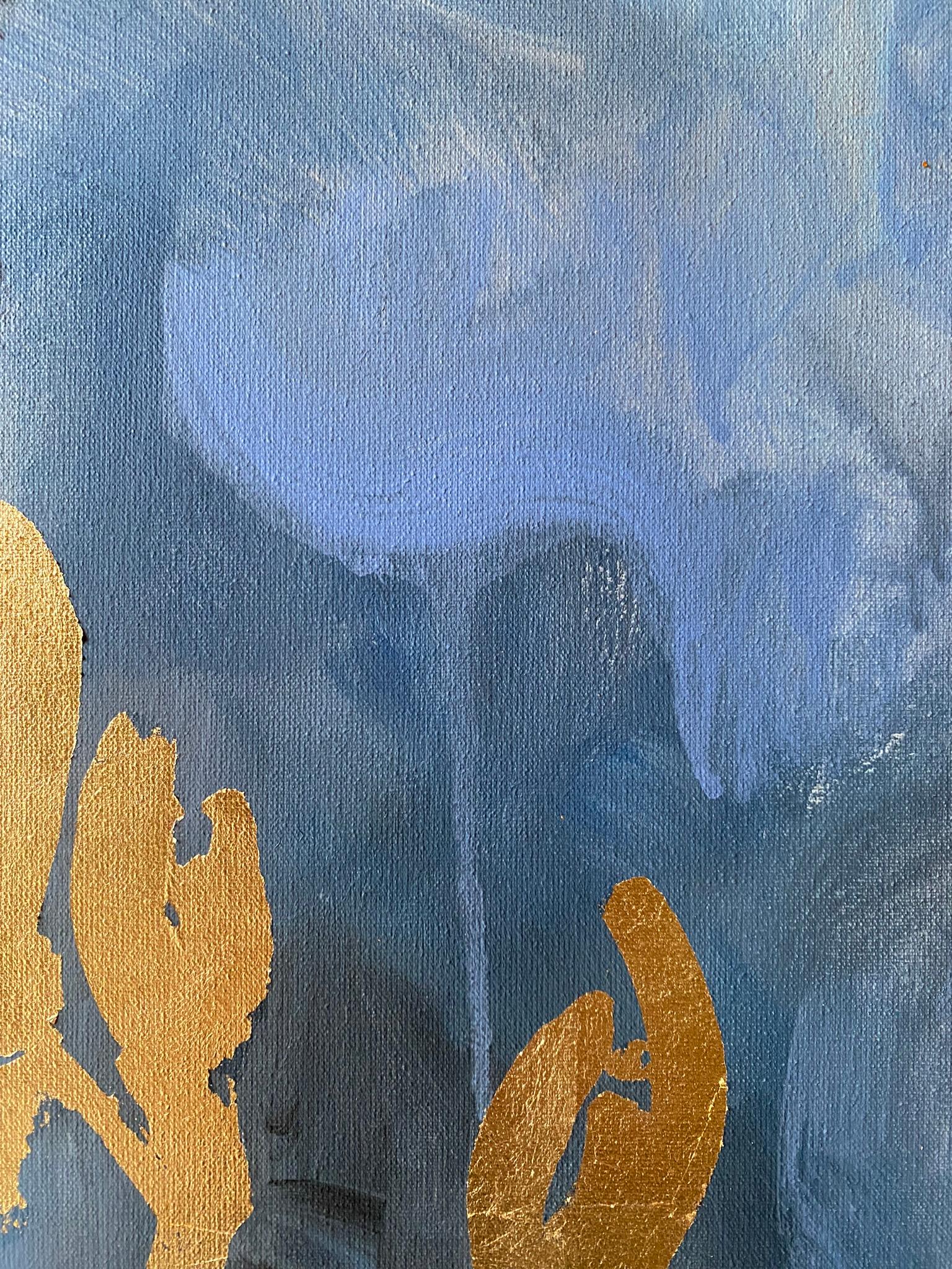 Original-Grande-Verano-Florecimiento en la noche-Artista premiado en Gran Bretaña-Exposición en pan de oro 11