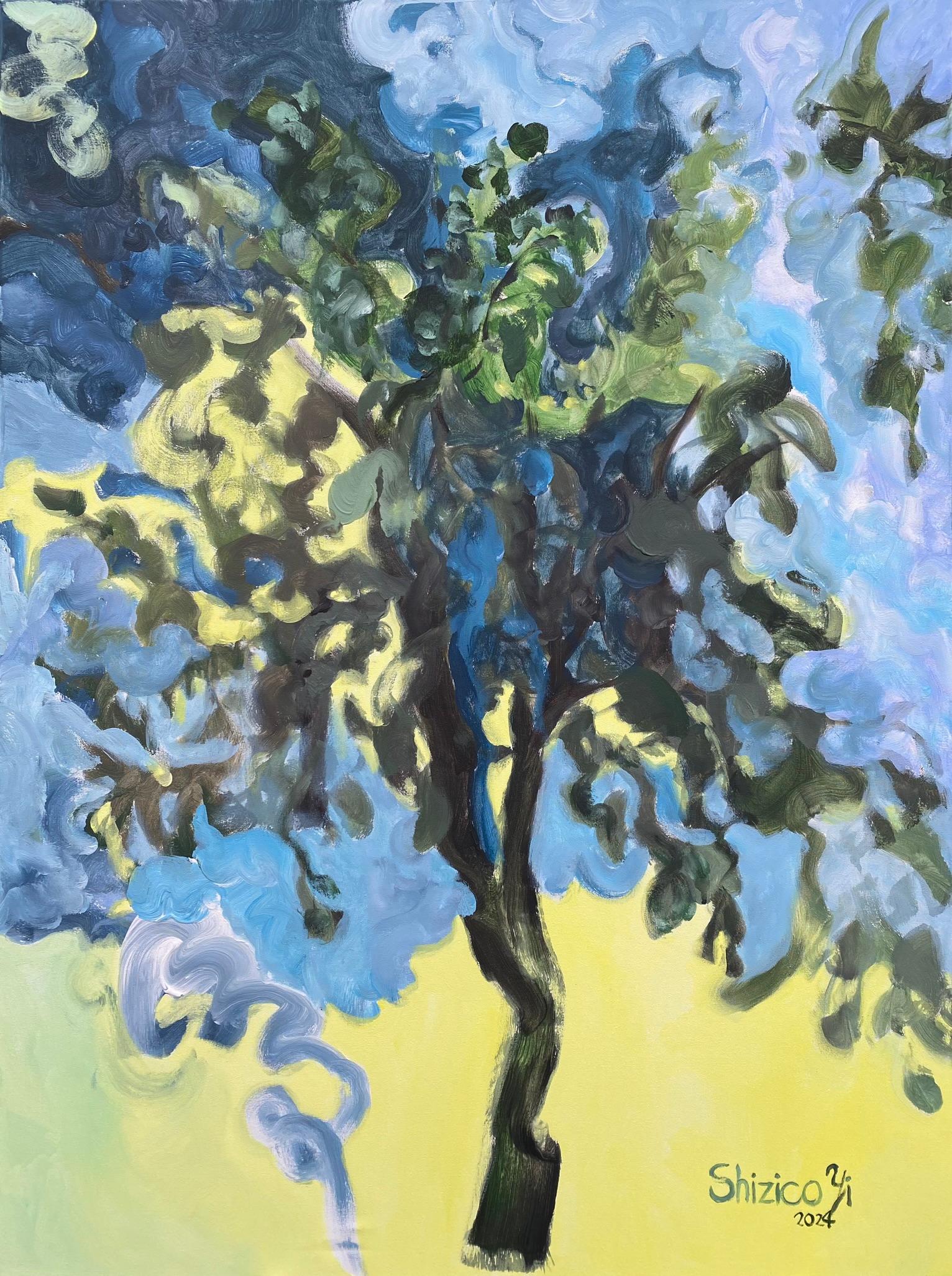 Landscape Painting de Shizico Yi - Lienzo Original-Grande-Florecimiento estival-Árbol-Reino Unido Galardonado Artista-Exposición Colección