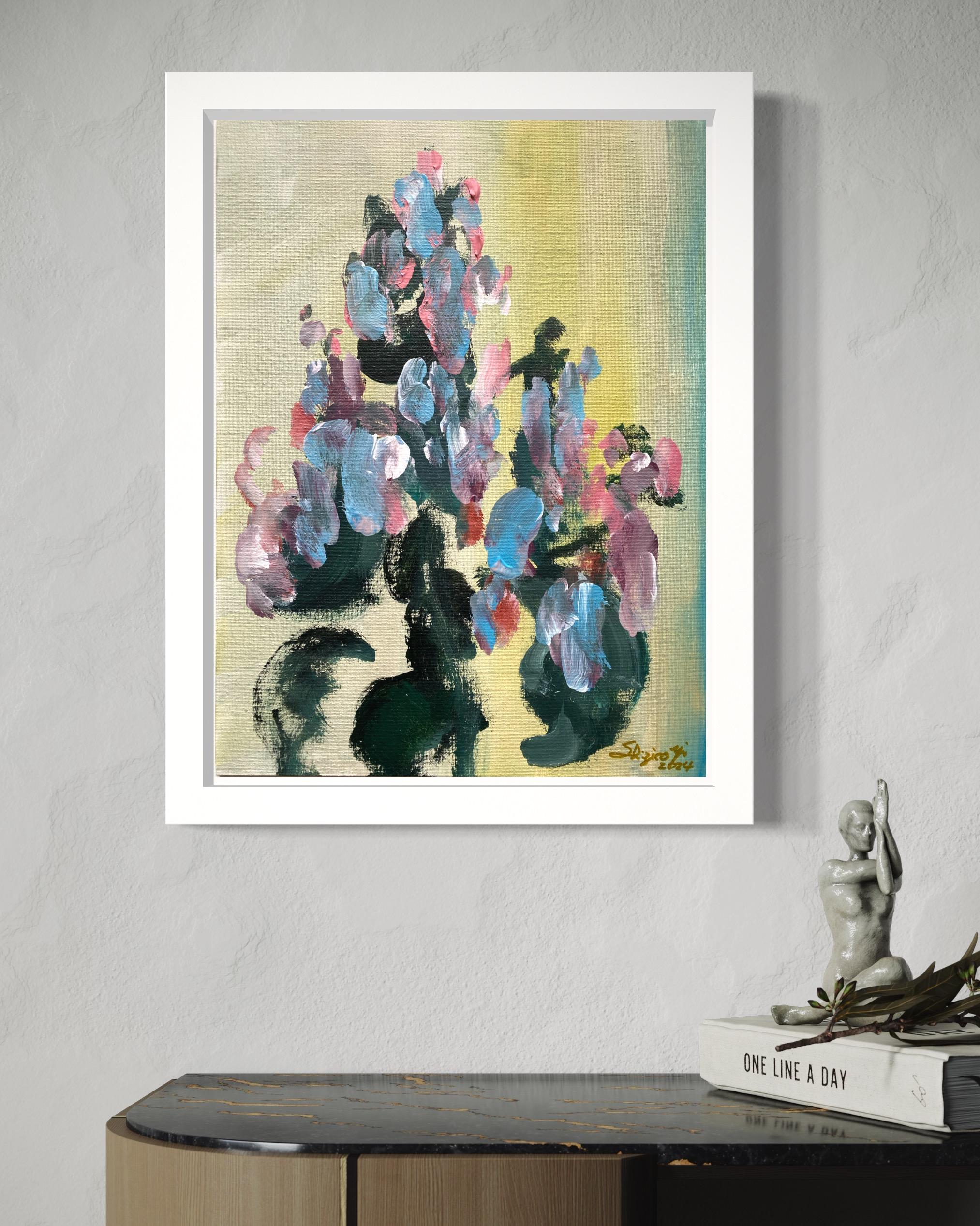 Original-Magic Bell in the Day – Britische preisgekrönte künstlerisch-Botanische abstrakte Expression (Abstrakter Expressionismus), Painting, von Shizico Yi