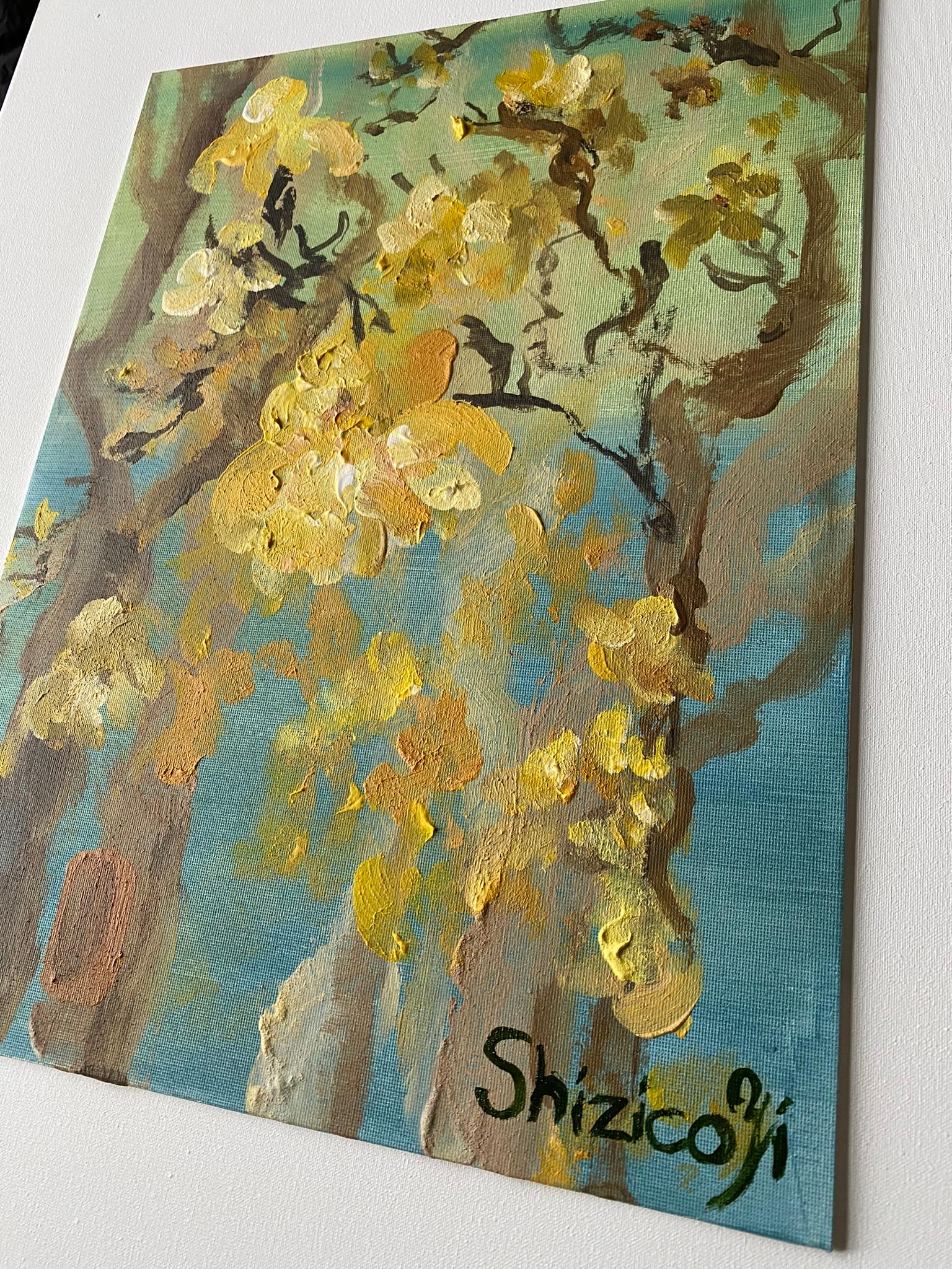 Original-Magnolias-Memory Landscape-UK Awarded Artist-oil on canvas board-Spring For Sale 15