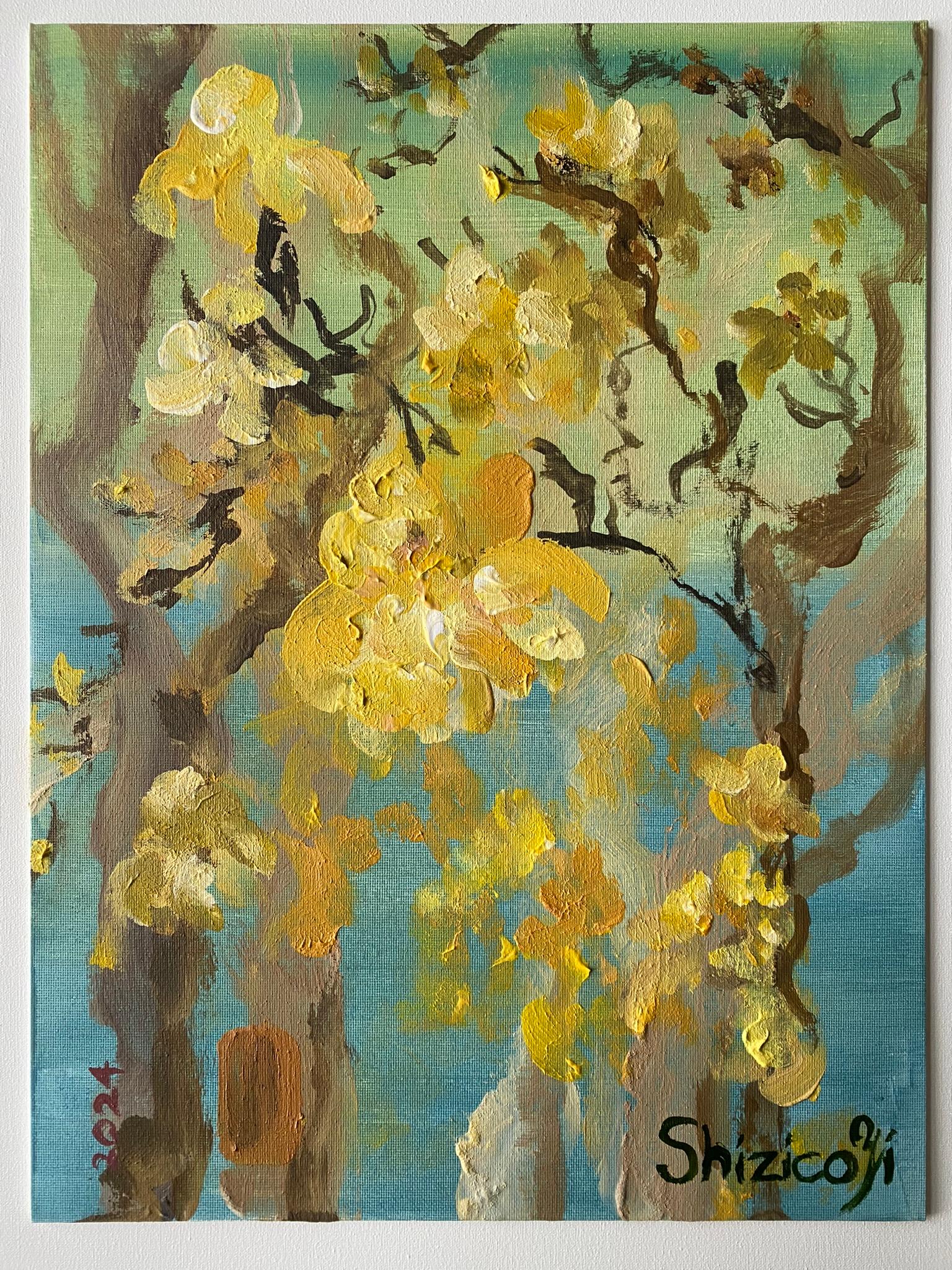 Original-Magnolias-Memory Landscape-UK Awarded Artist-oil on canvas board-Spring For Sale 16