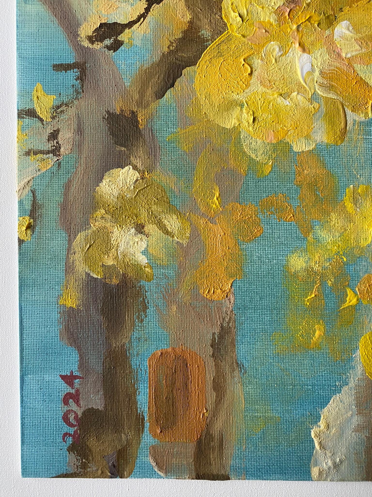 Original-Magnolias-Memory Landscape-UK Awarded Artist-oil on canvas board-Spring For Sale 3