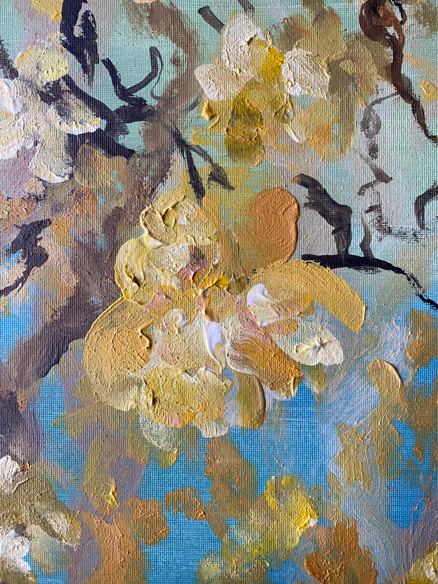Original-Magnolias-Memory Landscape-UK Awarded Artist-oil on canvas board-Spring For Sale 4