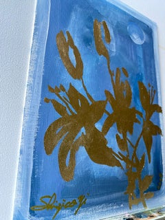 Original-Lys de minuit- Artiste britannique primé- Feuille d'or et huile sur papier