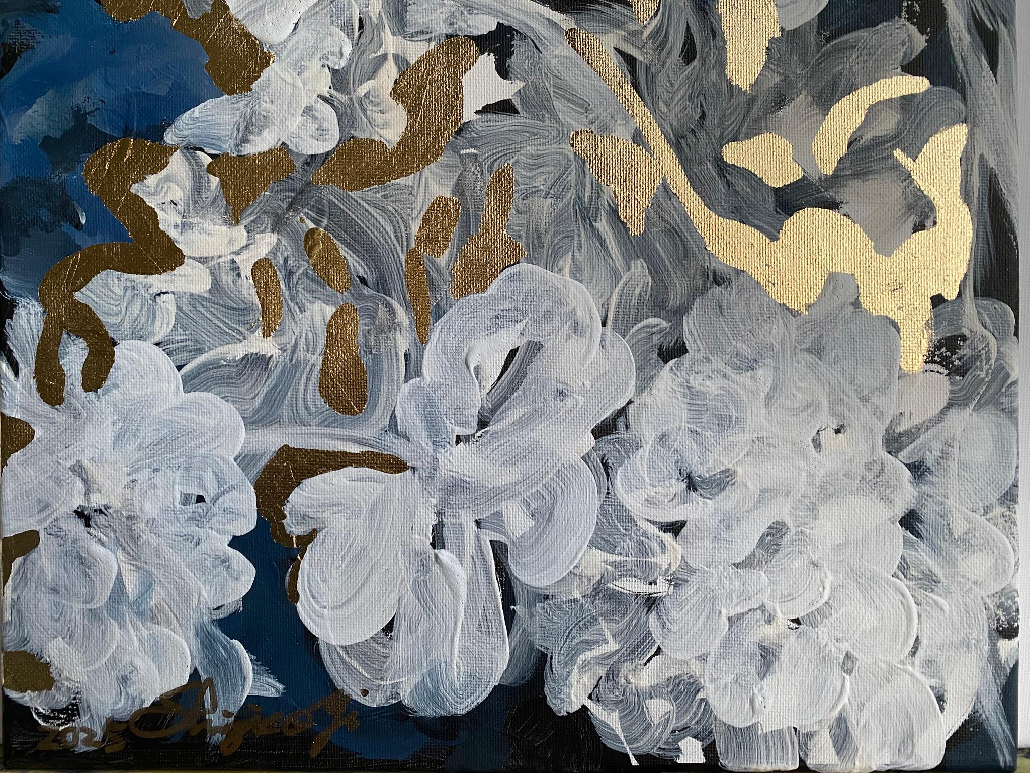 Originale-Luce di luna in una notte di neve-Foglia d'oro-Artista britannico premiato-impressionista in vendita 9