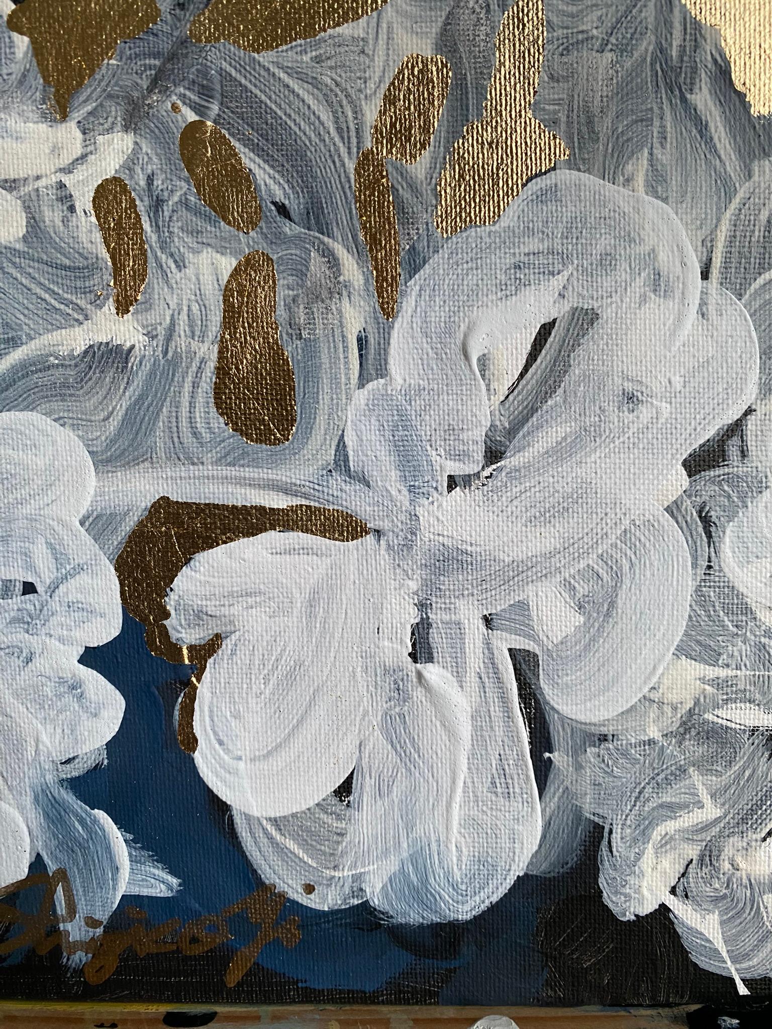 Originale-Luce di luna in una notte di neve-Foglia d'oro-Artista britannico premiato-impressionista in vendita 1