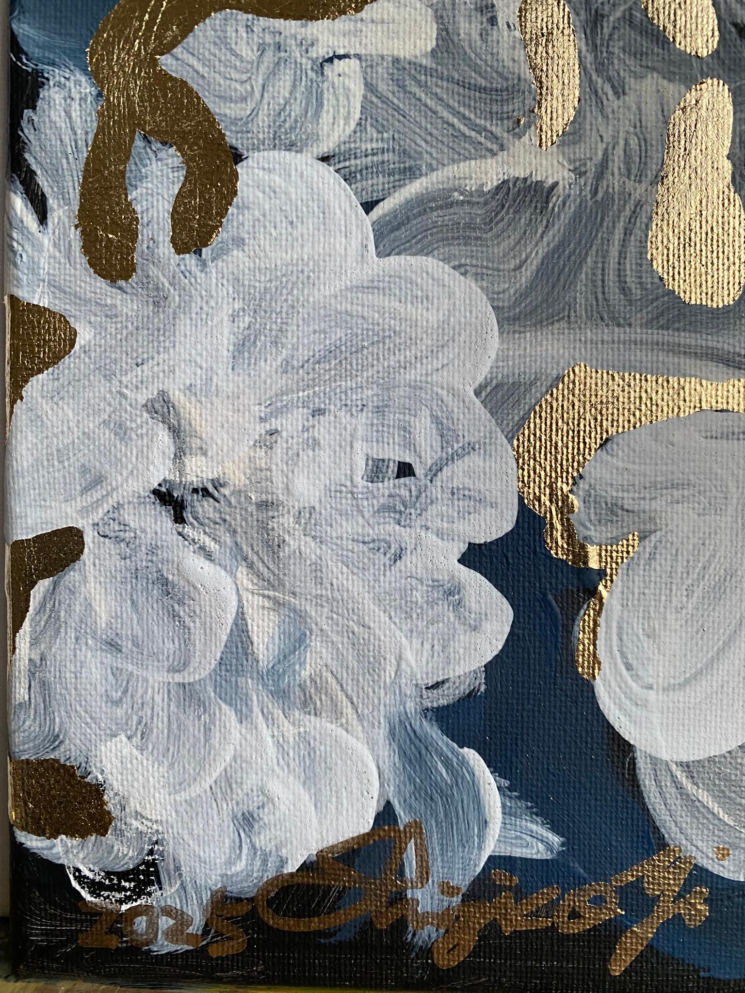 Originale-Luce di luna in una notte di neve-Foglia d'oro-Artista britannico premiato-impressionista in vendita 2
