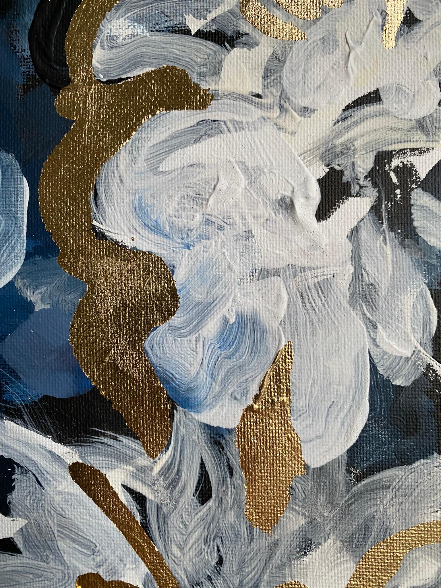 Originale-Luce di luna in una notte di neve-Foglia d'oro-Artista britannico premiato-impressionista in vendita 4