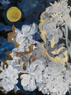 Original-Luz de luna en noche nevada-Hoja de oro-Artista británico premiado-impresionista