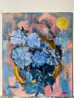Original-Moonlit Dahlien in Blau-Jardin d'Hiver-British Awarded Artist-abstrakt