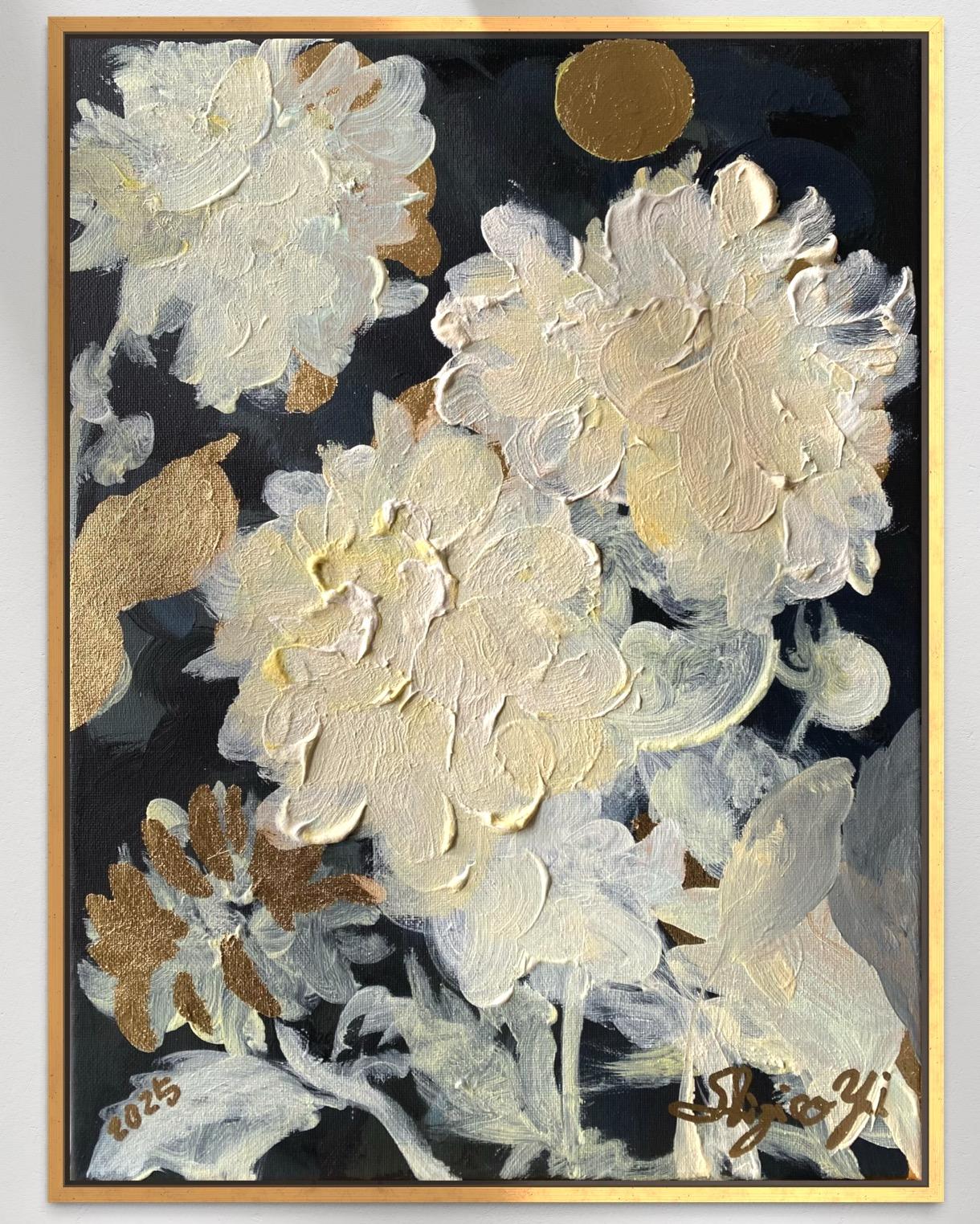 Original-Moonlit Jardin d'Hiver Series-British Awarded Artist-Impasto-Impression - Abstract Impressionist Painting by Shizico Yi