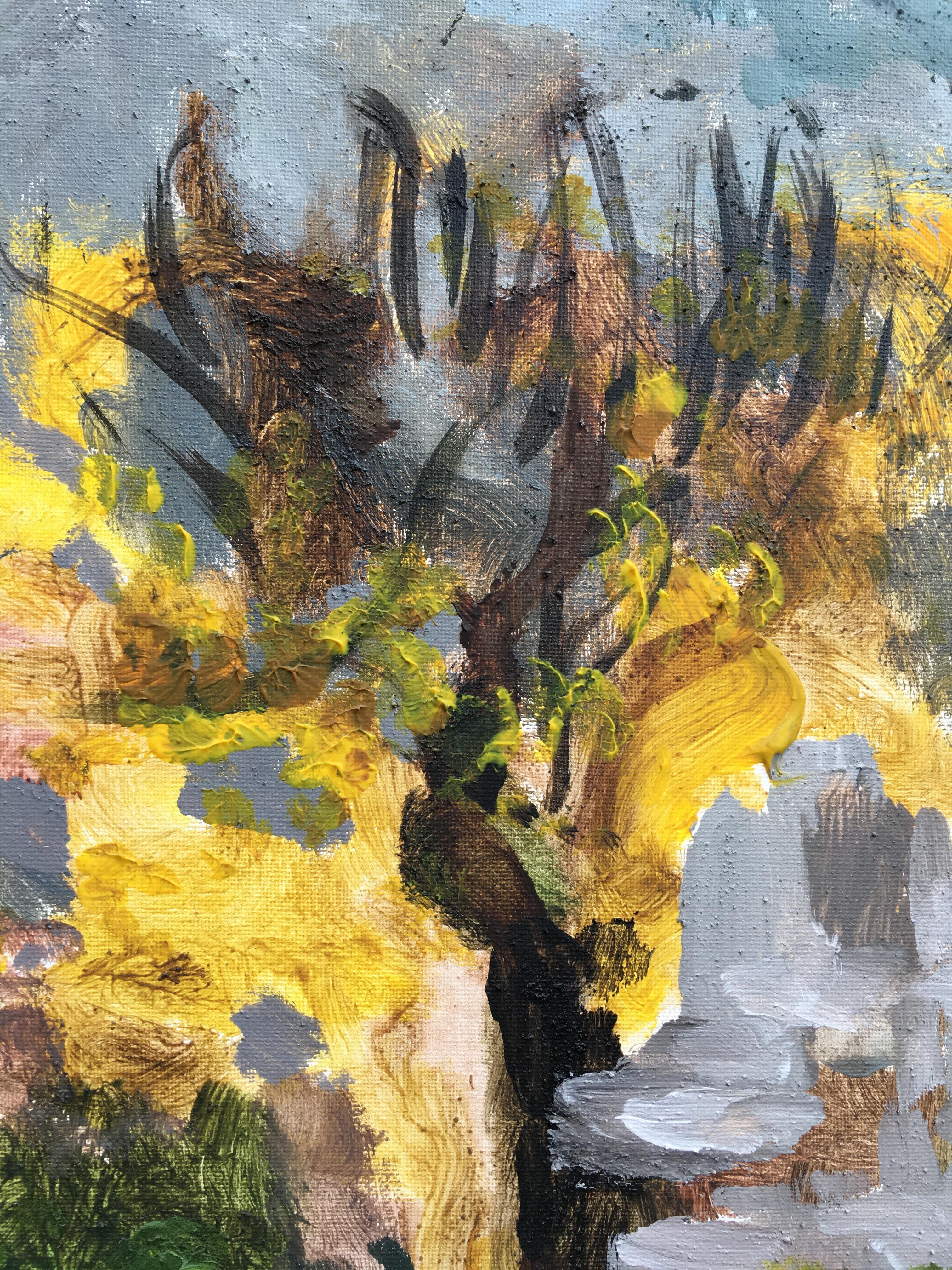 Original oil-Autumn in London V-expression-landscapeplein air-UK awarded  - Contemporain Painting par Shizico Yi