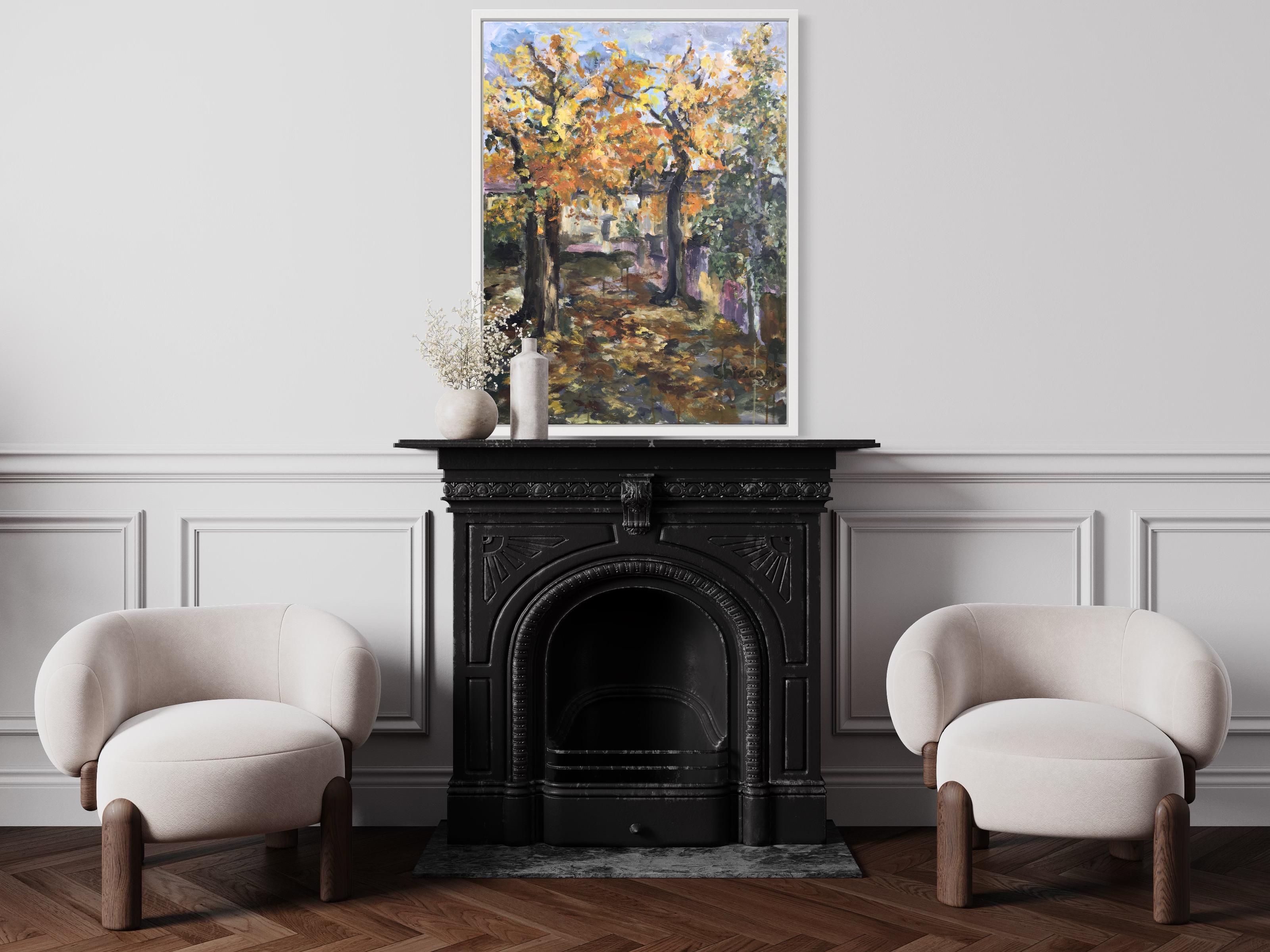 Original oil-Autumn in London IV-expression-landscape-plein air-UK awarded Artis - Painting by Shizico Yi