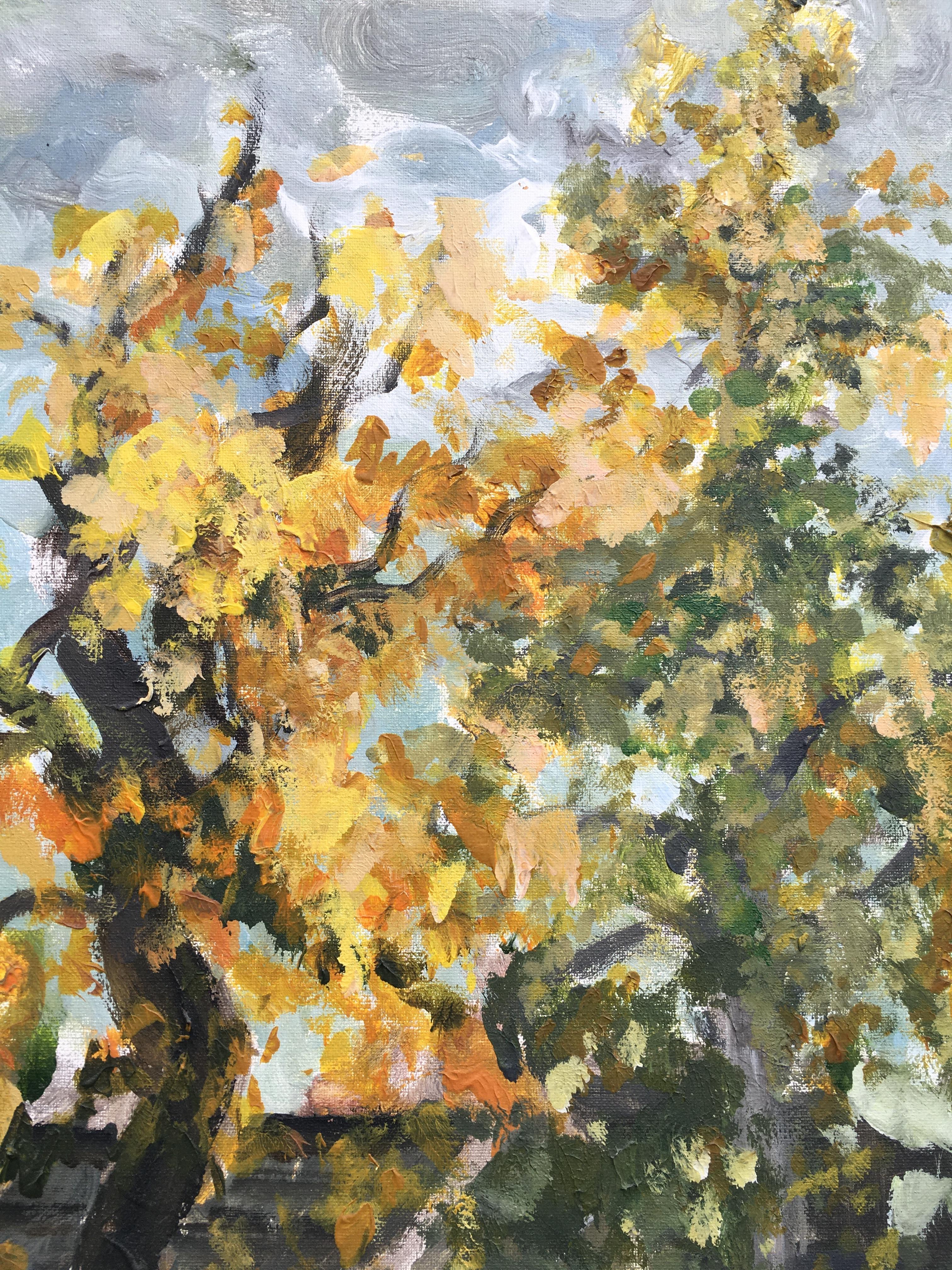 Original oil-Autumn in London IV-expression-landscape-plein air-UK awarded Artis - Post-Impressionist Painting by Shizico Yi