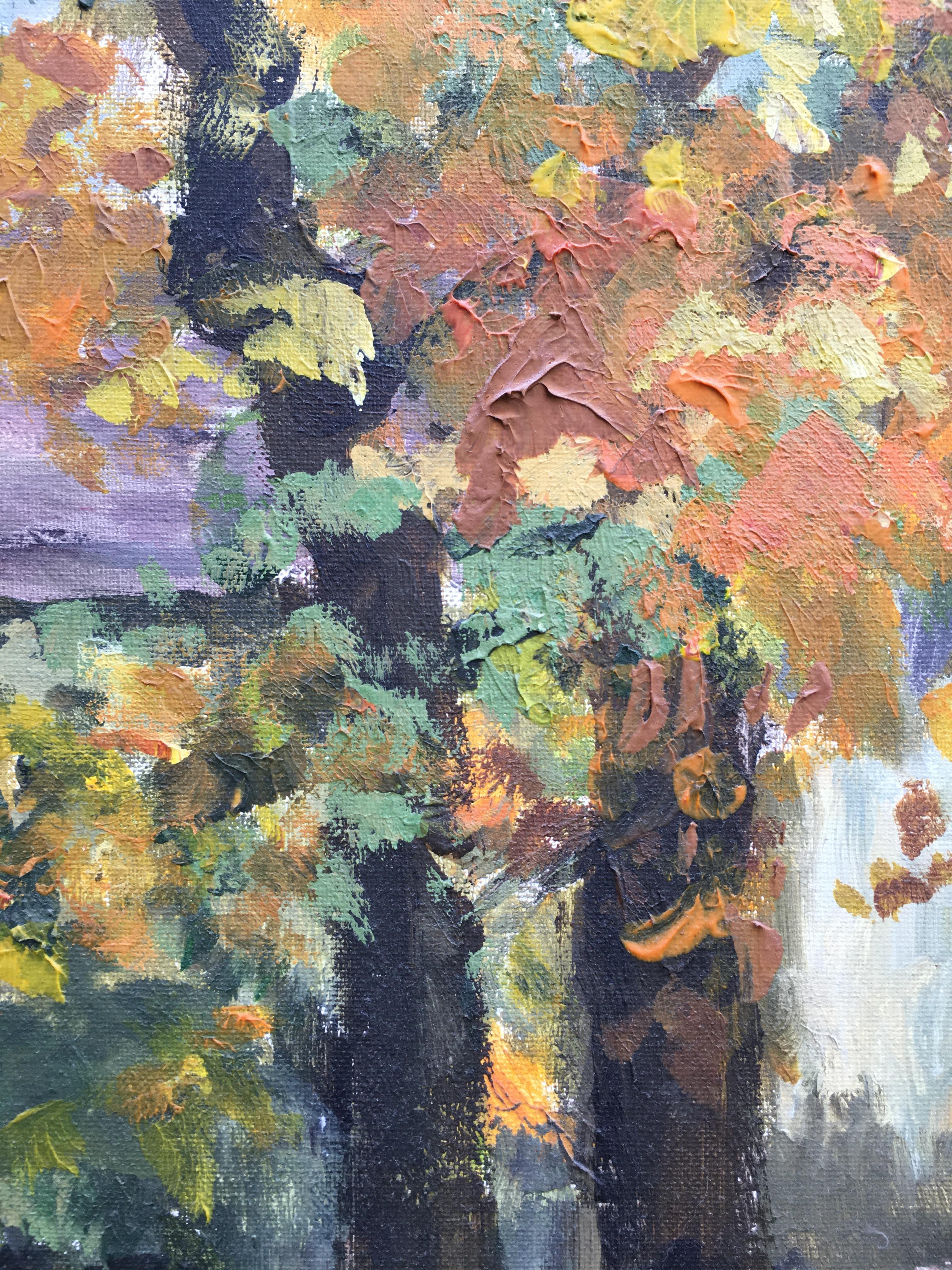 Original oil-Autumn in London IV-expression-landscape-plein air-UK awarded Artis For Sale 2