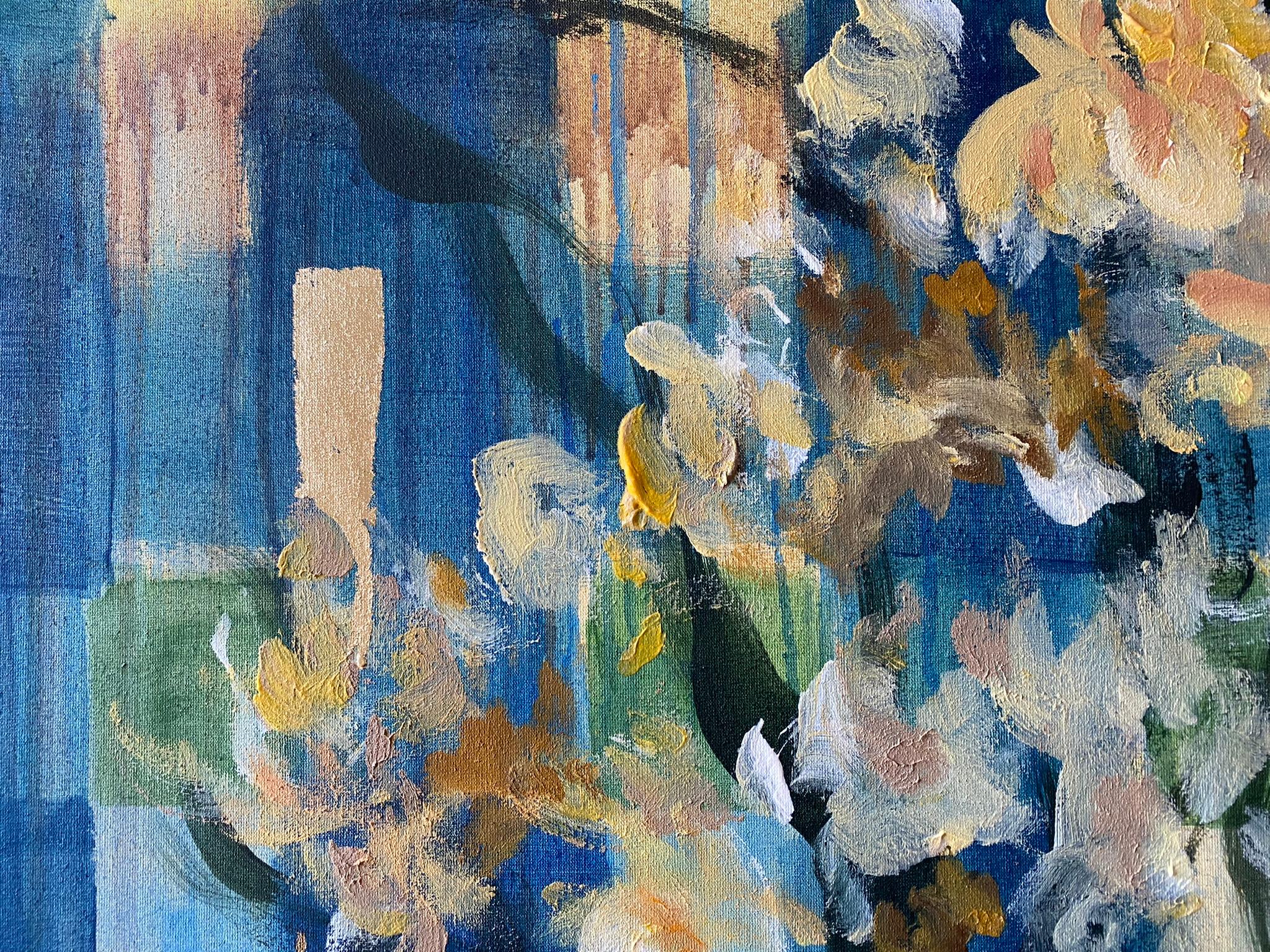 Olio originale con cornice grande-Magnolias-Feat. Tartan scozzese-Artista britannico premiato in vendita 11