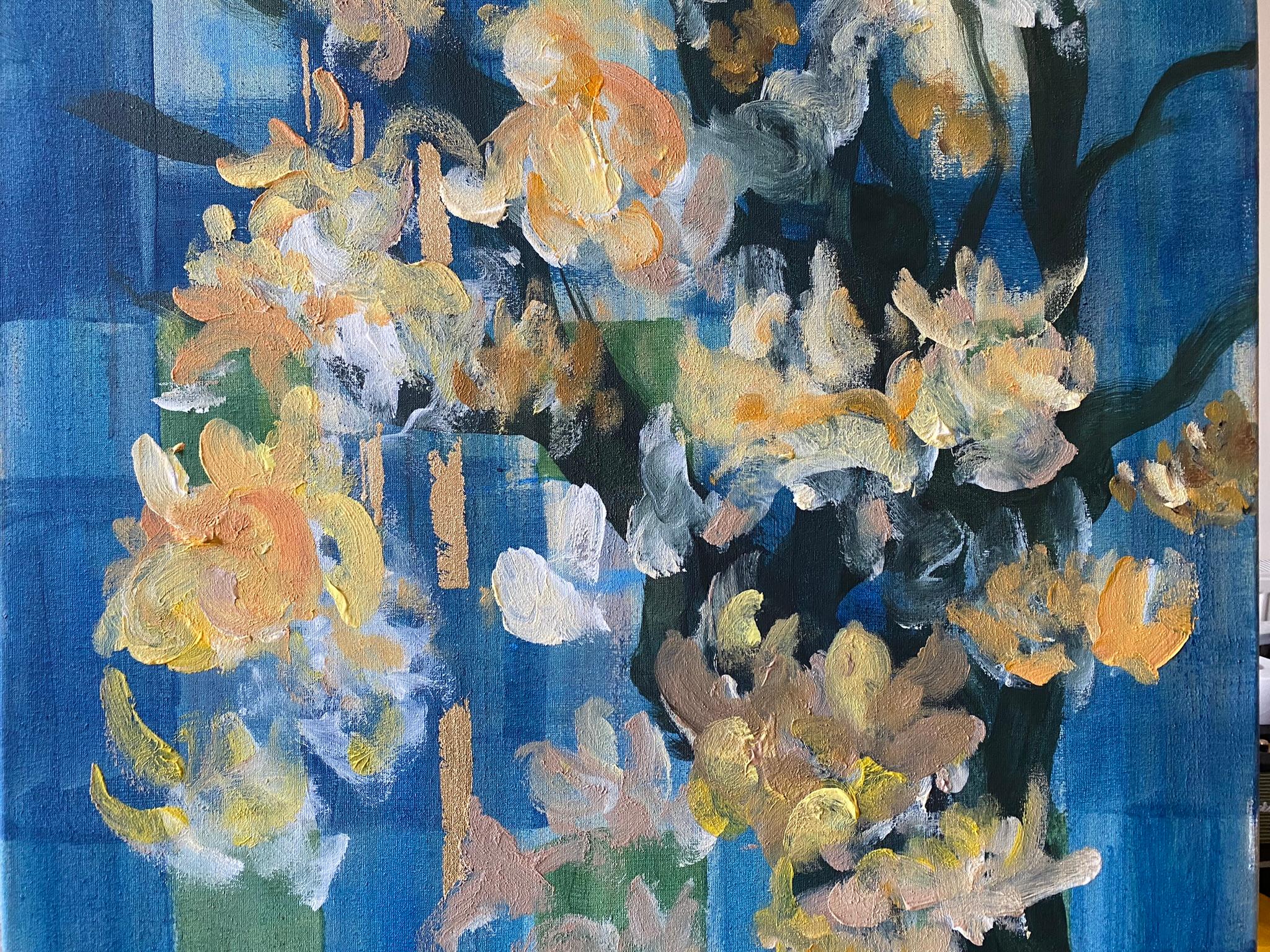 Olio originale con cornice grande-Magnolias-Feat. Tartan scozzese-Artista britannico premiato in vendita 13