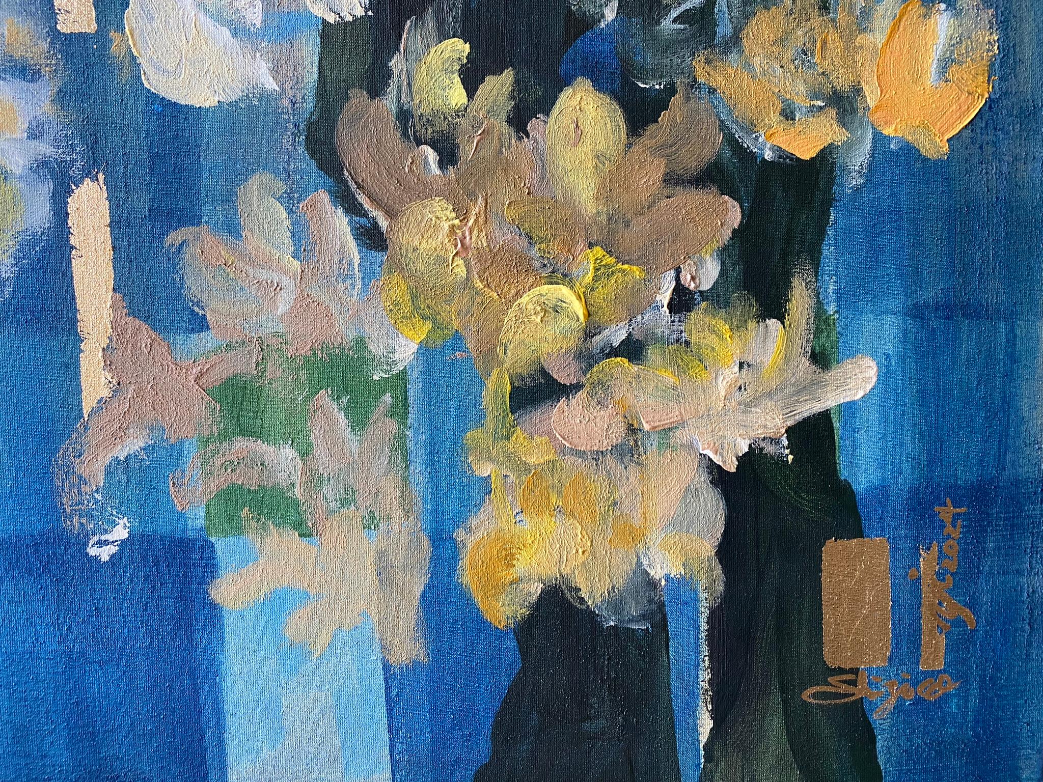 Olio originale con cornice grande-Magnolias-Feat. Tartan scozzese-Artista britannico premiato in vendita 14