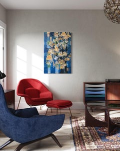 Original Magnolias in blue-Feat. Scottish Tartan-British Awarded Artist-LargeOil