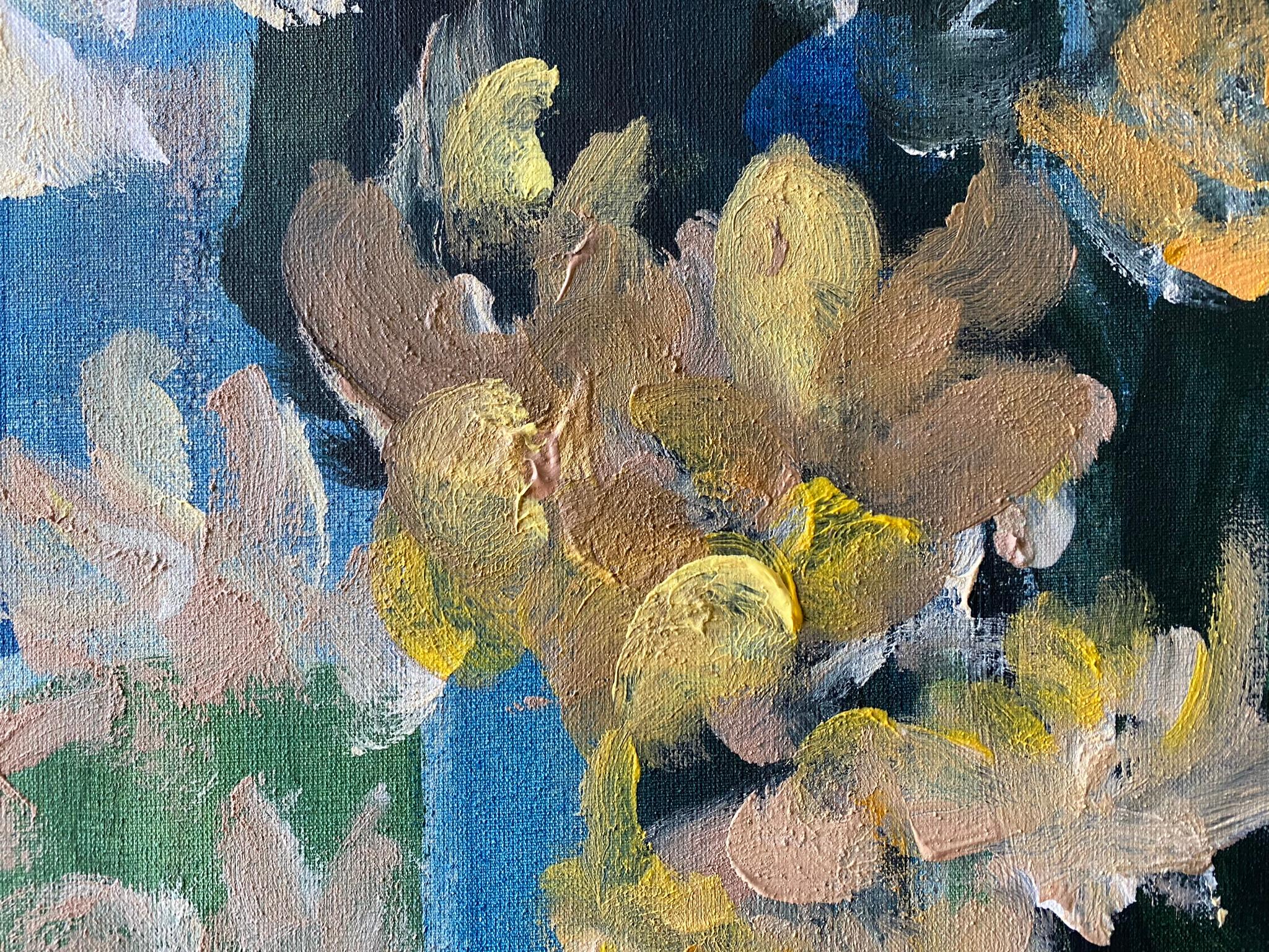 Olio originale con cornice grande-Magnolias-Feat. Tartan scozzese-Artista britannico premiato in vendita 4