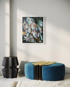 Mitternacht Jasmine-Original-Ölgemälde mit Blattgold-British Awarded Artist-Expression