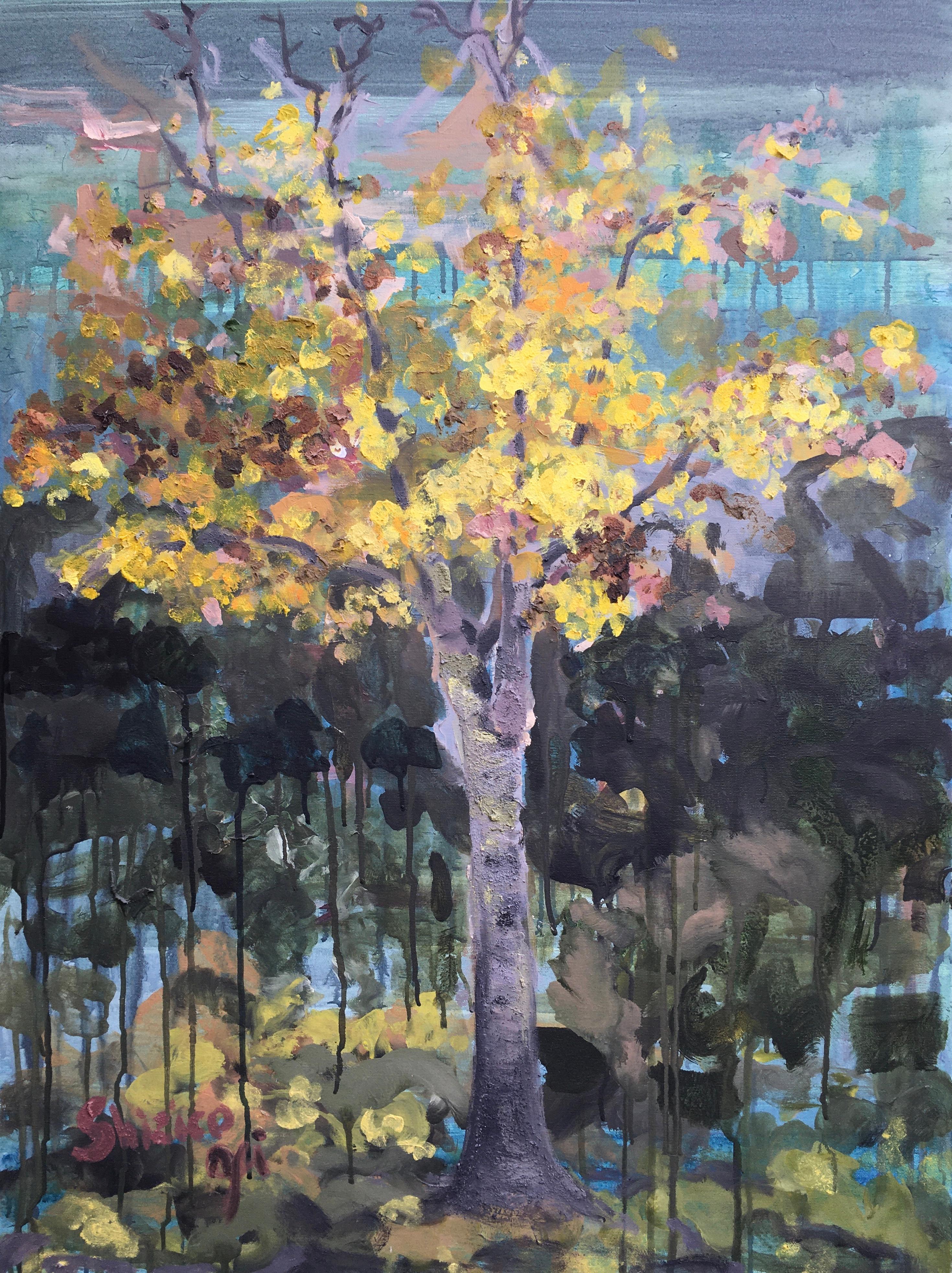 Shizico Yi Landscape Painting - Original-Large canvas-Autumn in London-UK Awarded Artist-Landscape-expression