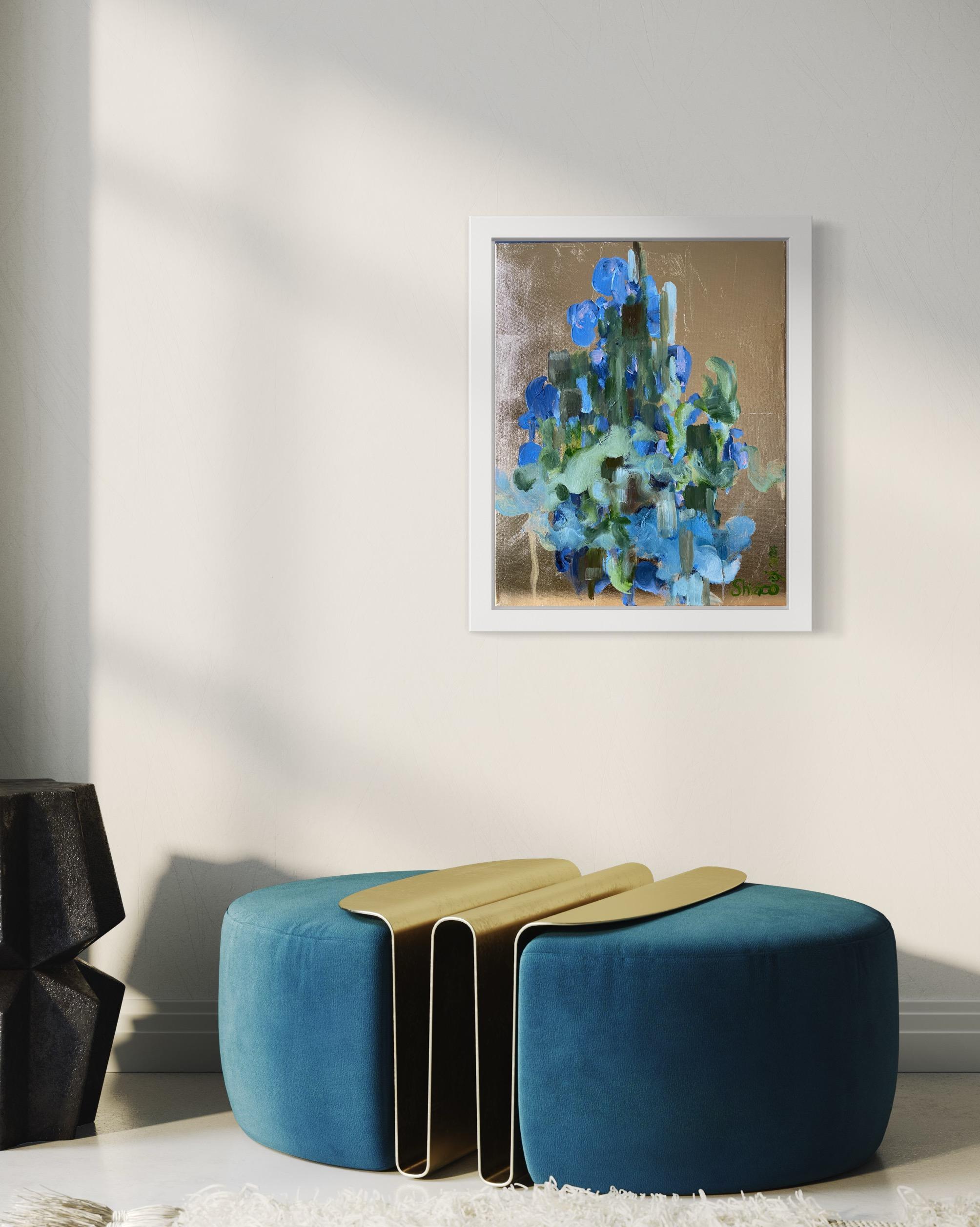 Questo speciale set di quadri comprende due dipinti originali a olio con foglia d'oro di Shizico Yi, realizzati a cavallo tra la fine dell'inverno e la primavera. 
- Gelsomini di mezzanotte
-Campane d'oro illuminate da un sole magico
{Giorno e
